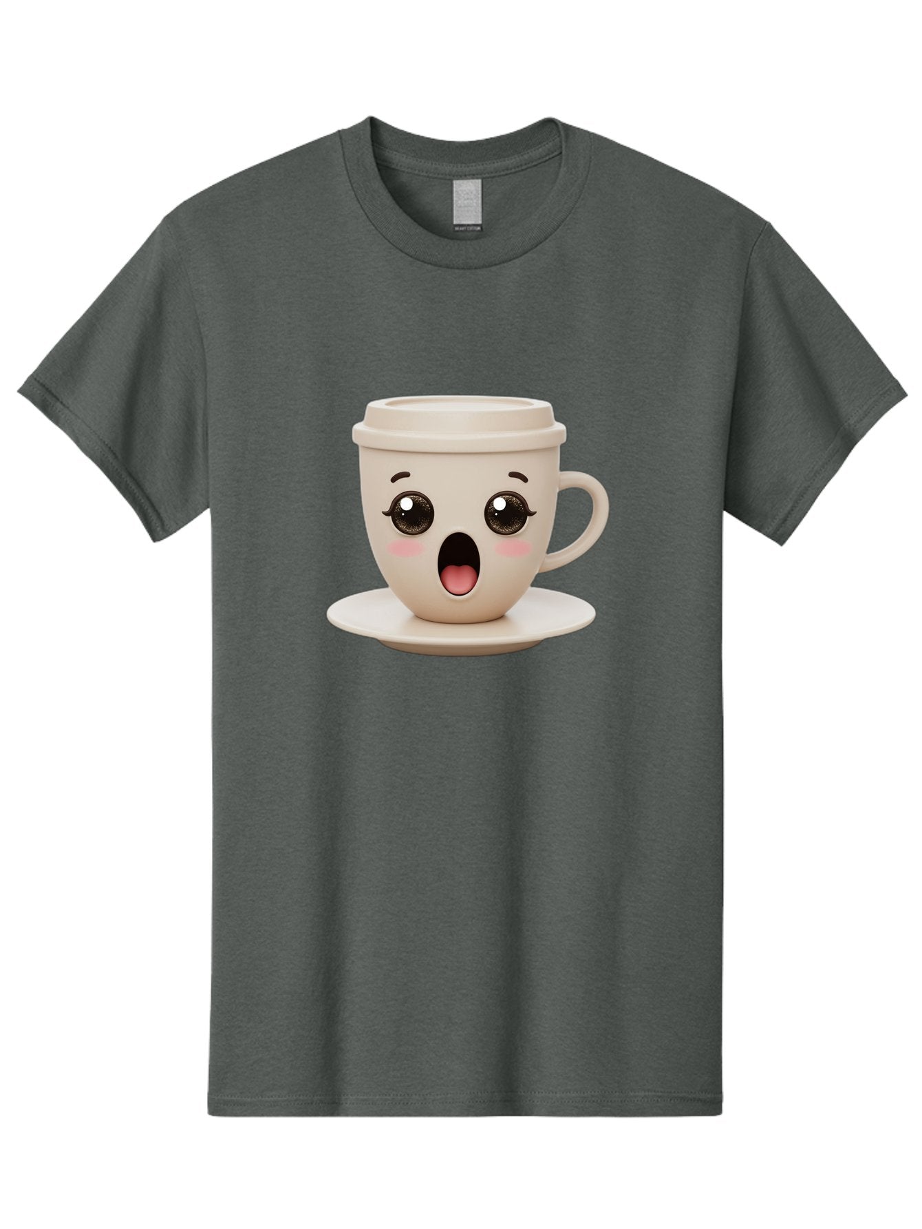 Shocked-Coffee-Cup Men'S Graphic Tee, 100% Cotton, Comfortable Casual Summer Wear, Machine Washable, Fun Coffee Cup, Surprised Expression, Coffee Break, Morning Pick-Me-Up, Kawaii Culture, Cute Face, Coffee Time, Coffee Lover Bac404 10