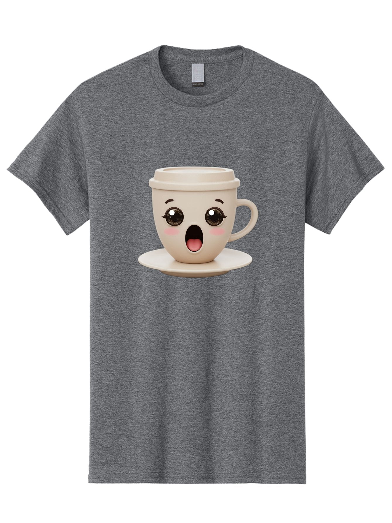 Shocked-Coffee-Cup Men'S Graphic Tee, 100% Cotton, Comfortable Casual Summer Wear, Machine Washable, Fun Coffee Cup, Surprised Expression, Coffee Break, Morning Pick-Me-Up, Kawaii Culture, Cute Face, Coffee Time, Coffee Lover Bac404 6