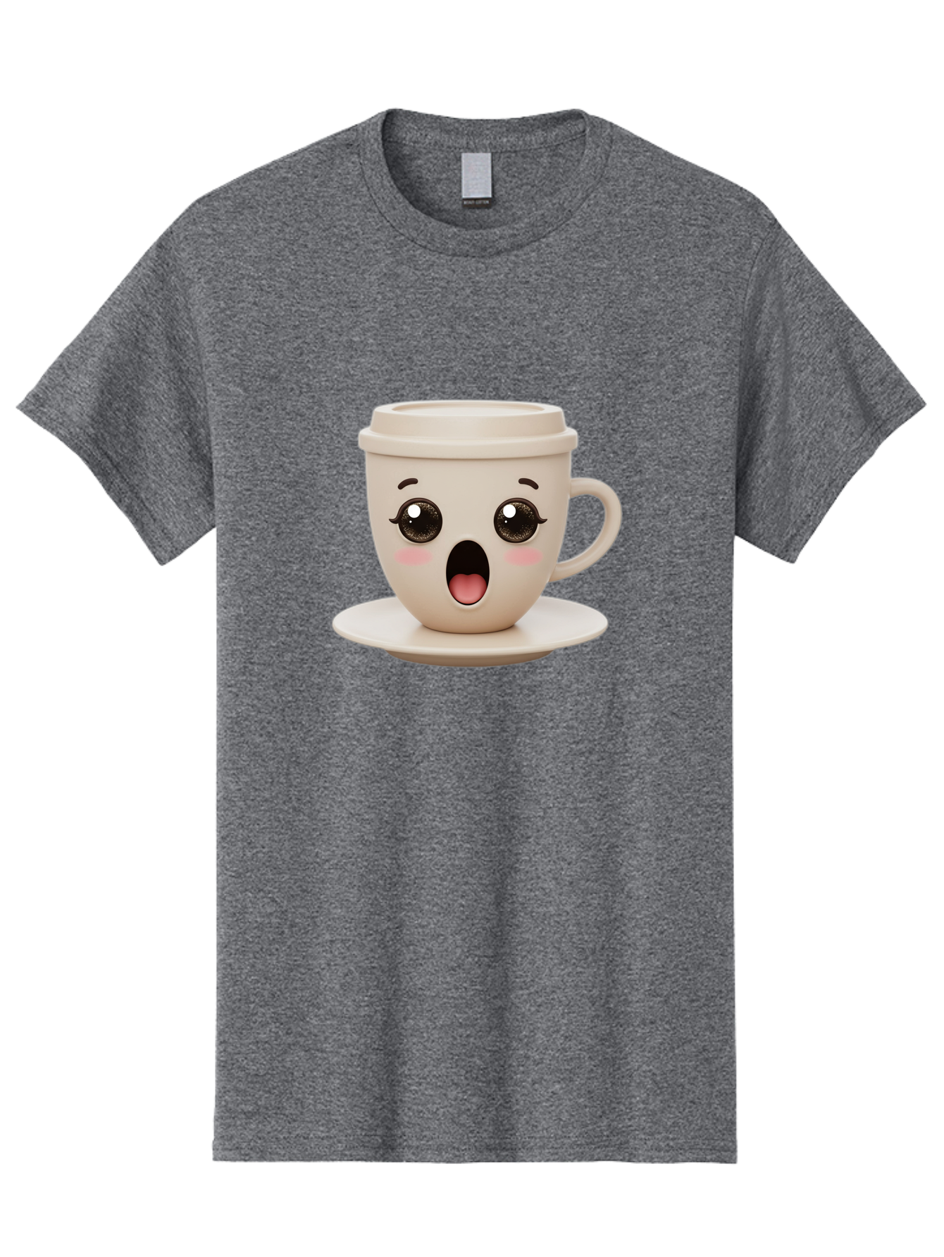 Shocked-Coffee-Cup Men'S Graphic Tee, 100% Cotton, Comfortable Casual Summer Wear, Machine Washable, Fun Coffee Cup, Surprised Expression, Coffee Break, Morning Pick-Me-Up, Kawaii Culture, Cute Face, Coffee Time, Coffee Lover Bac404 7