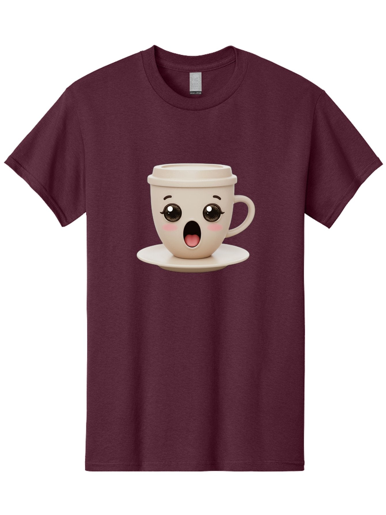 Shocked-Coffee-Cup Men'S Graphic Tee, 100% Cotton, Comfortable Casual Summer Wear, Machine Washable, Fun Coffee Cup, Surprised Expression, Coffee Break, Morning Pick-Me-Up, Kawaii Culture, Cute Face, Coffee Time, Coffee Lover Bac404 11