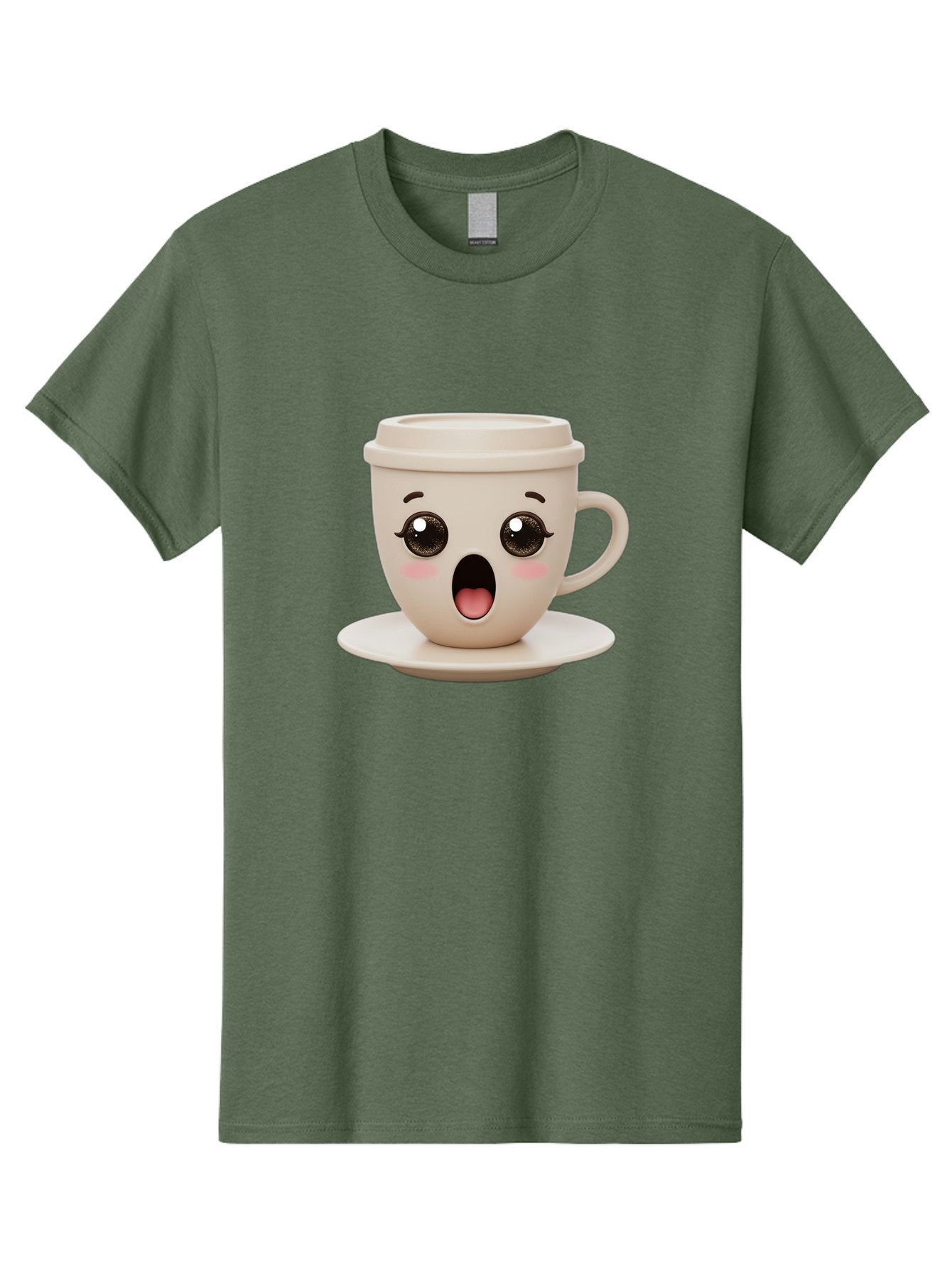 Shocked-Coffee-Cup Men'S Graphic Tee, 100% Cotton, Comfortable Casual Summer Wear, Machine Washable, Fun Coffee Cup, Surprised Expression, Coffee Break, Morning Pick-Me-Up, Kawaii Culture, Cute Face, Coffee Time, Coffee Lover Bac404 9
