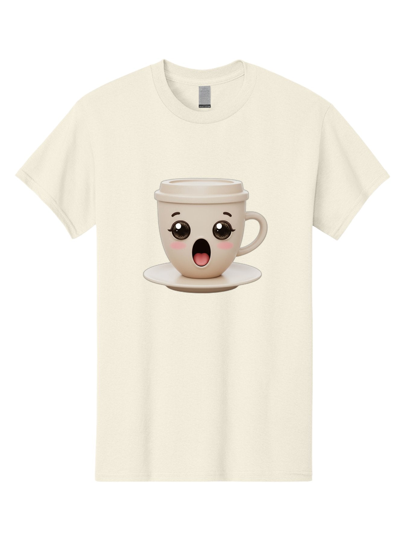 Shocked-Coffee-Cup Men'S Graphic Tee, 100% Cotton, Comfortable Casual Summer Wear, Machine Washable, Fun Coffee Cup, Surprised Expression, Coffee Break, Morning Pick-Me-Up, Kawaii Culture, Cute Face, Coffee Time, Coffee Lover Bac404 15