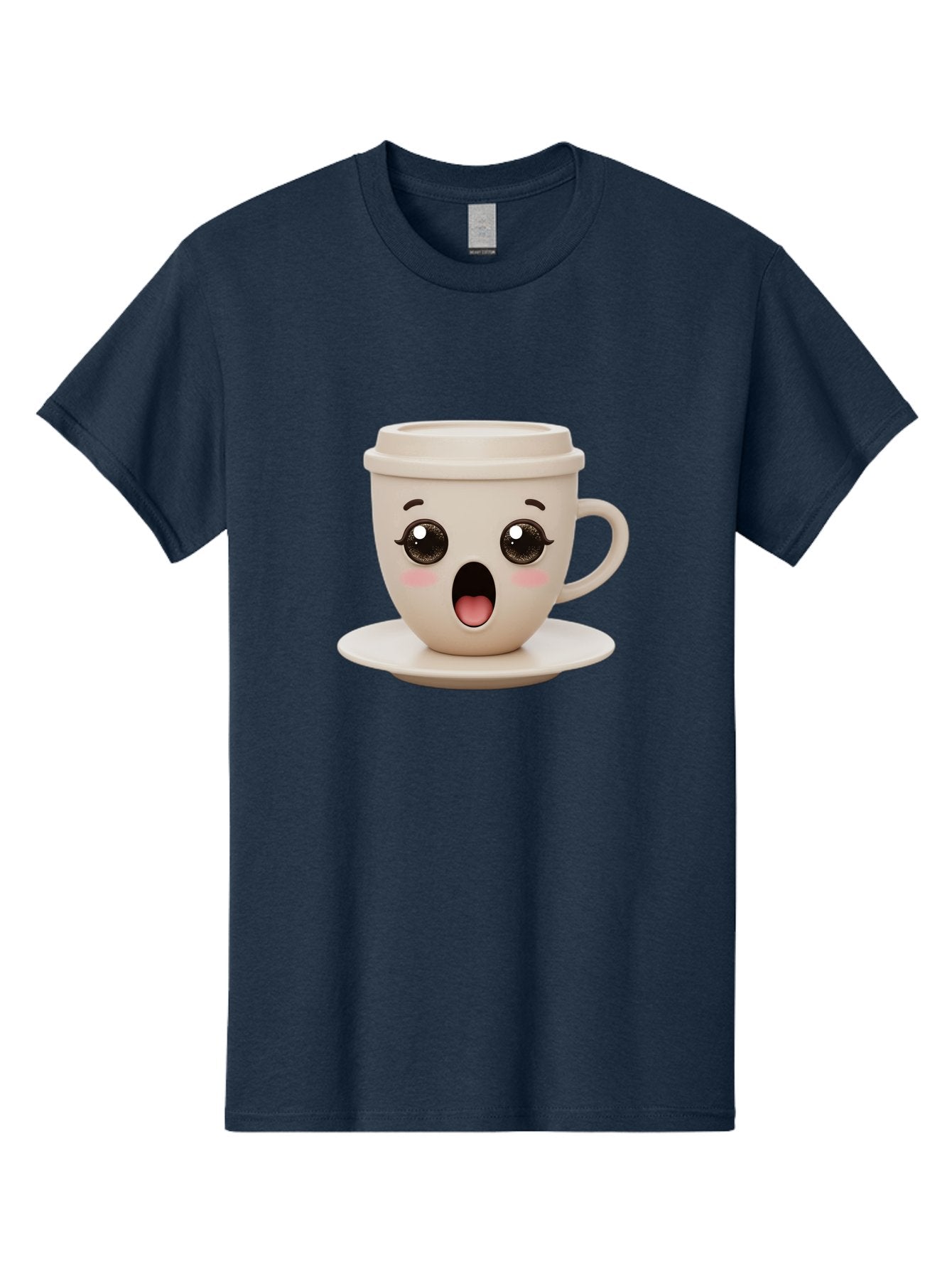 Shocked-Coffee-Cup Men'S Graphic Tee, 100% Cotton, Comfortable Casual Summer Wear, Machine Washable, Fun Coffee Cup, Surprised Expression, Coffee Break, Morning Pick-Me-Up, Kawaii Culture, Cute Face, Coffee Time, Coffee Lover Bac404