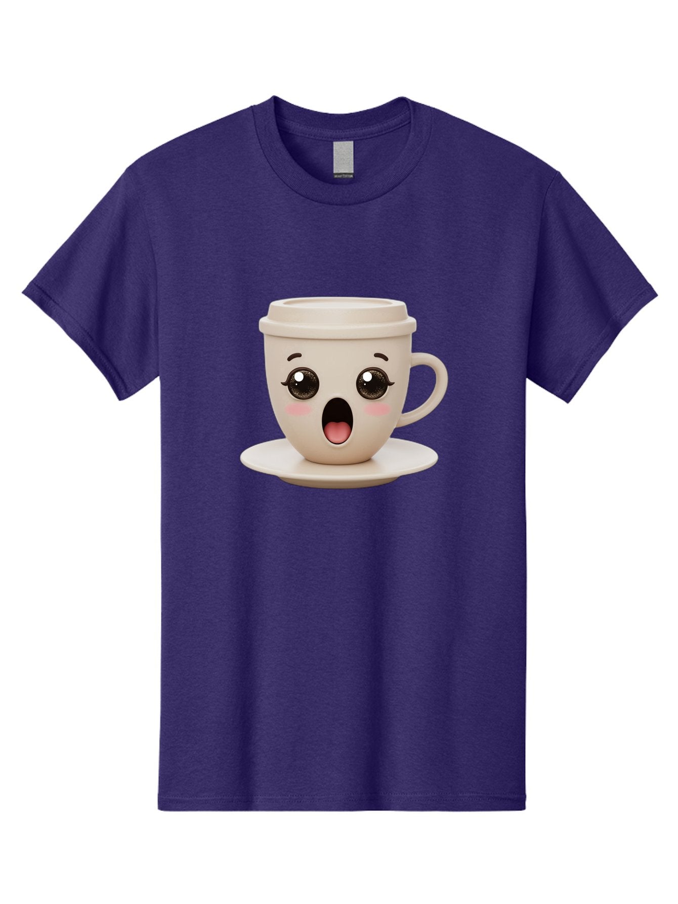 Shocked-Coffee-Cup Men'S Graphic Tee, 100% Cotton, Comfortable Casual Summer Wear, Machine Washable, Fun Coffee Cup, Surprised Expression, Coffee Break, Morning Pick-Me-Up, Kawaii Culture, Cute Face, Coffee Time, Coffee Lover Bac404 7