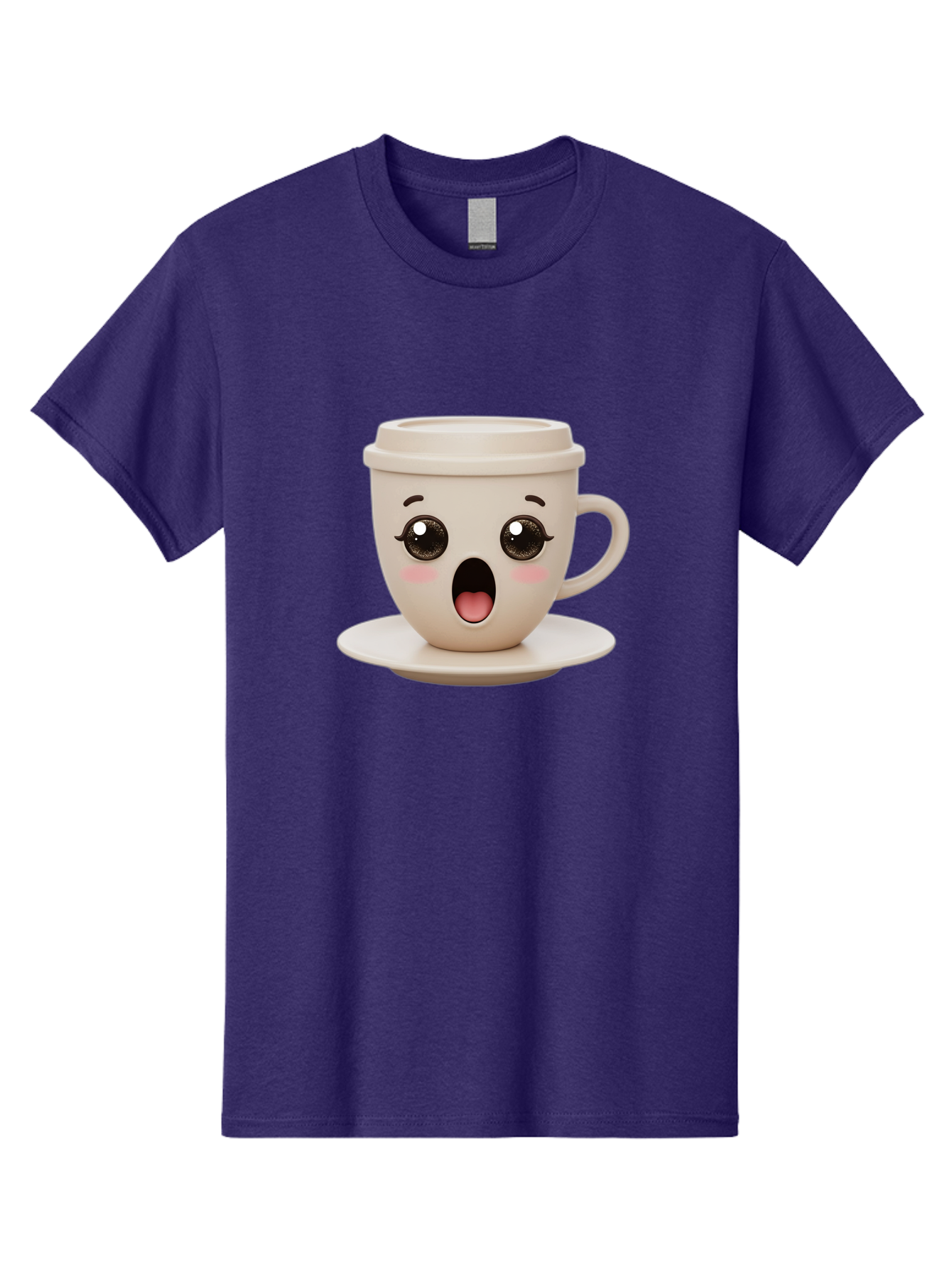 Shocked-Coffee-Cup Men'S Graphic Tee, 100% Cotton, Comfortable Casual Summer Wear, Machine Washable, Fun Coffee Cup, Surprised Expression, Coffee Break, Morning Pick-Me-Up, Kawaii Culture, Cute Face, Coffee Time, Coffee Lover Bac404 13