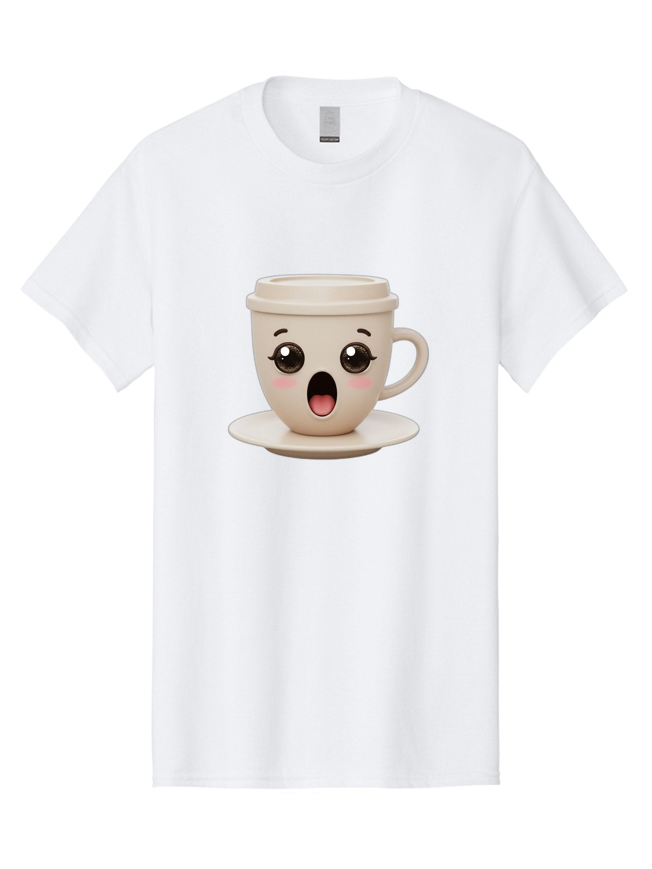 Shocked-Coffee-Cup Men'S Graphic Tee, 100% Cotton, Comfortable Casual Summer Wear, Machine Washable, Fun Coffee Cup, Surprised Expression, Coffee Break, Morning Pick-Me-Up, Kawaii Culture, Cute Face, Coffee Time, Coffee Lover Bac404 14