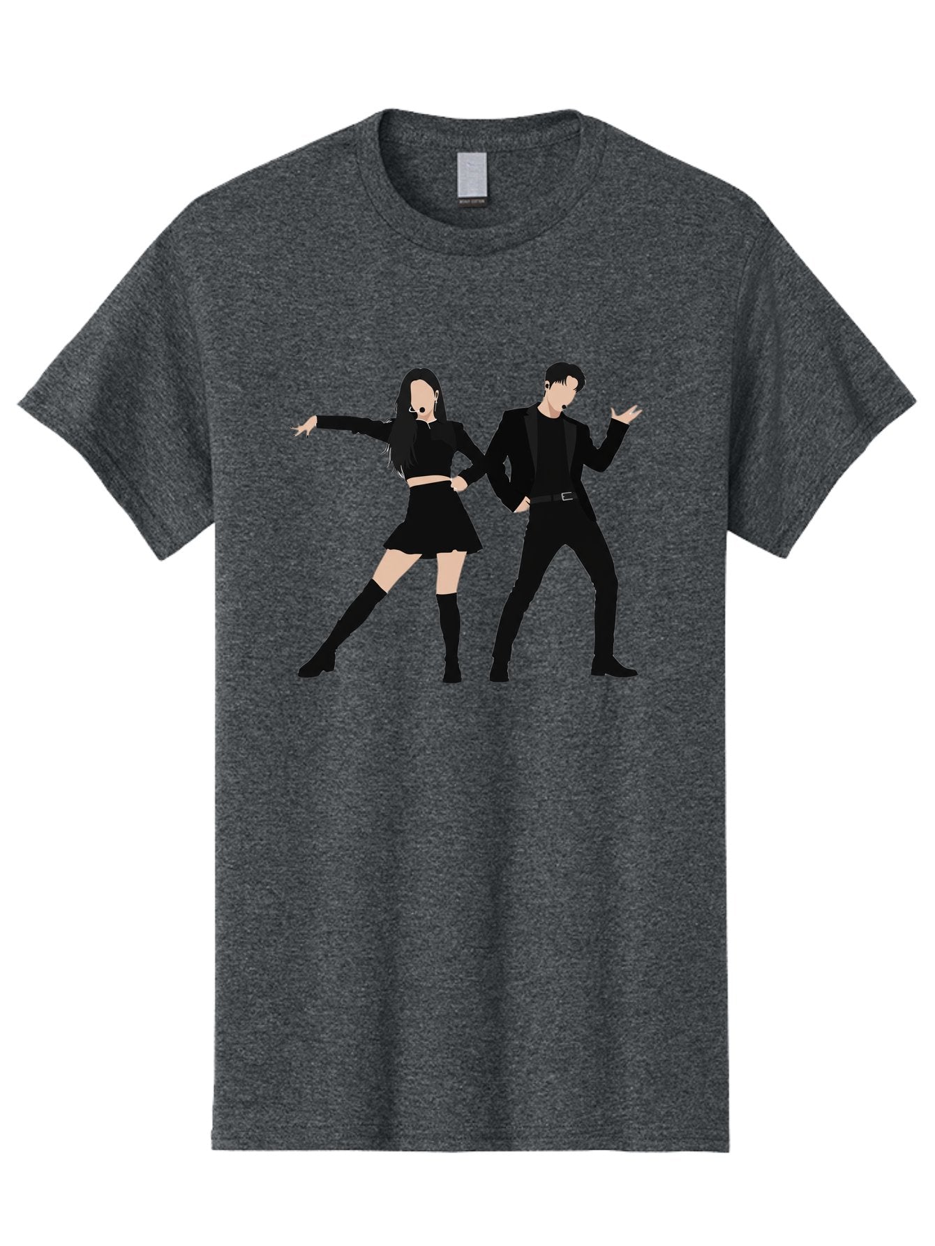Singing-Duo Men'S Graphic Tee, 100% Cotton, Comfortable Casual Summer Wear, Machine Washable, Dancing Couple, Dynamic Pose, Black Outfit, Microphone Headsets, Lively Dance Moves, Stage Performance, Energetic Duo, Modern Dance Style, Bac405 12