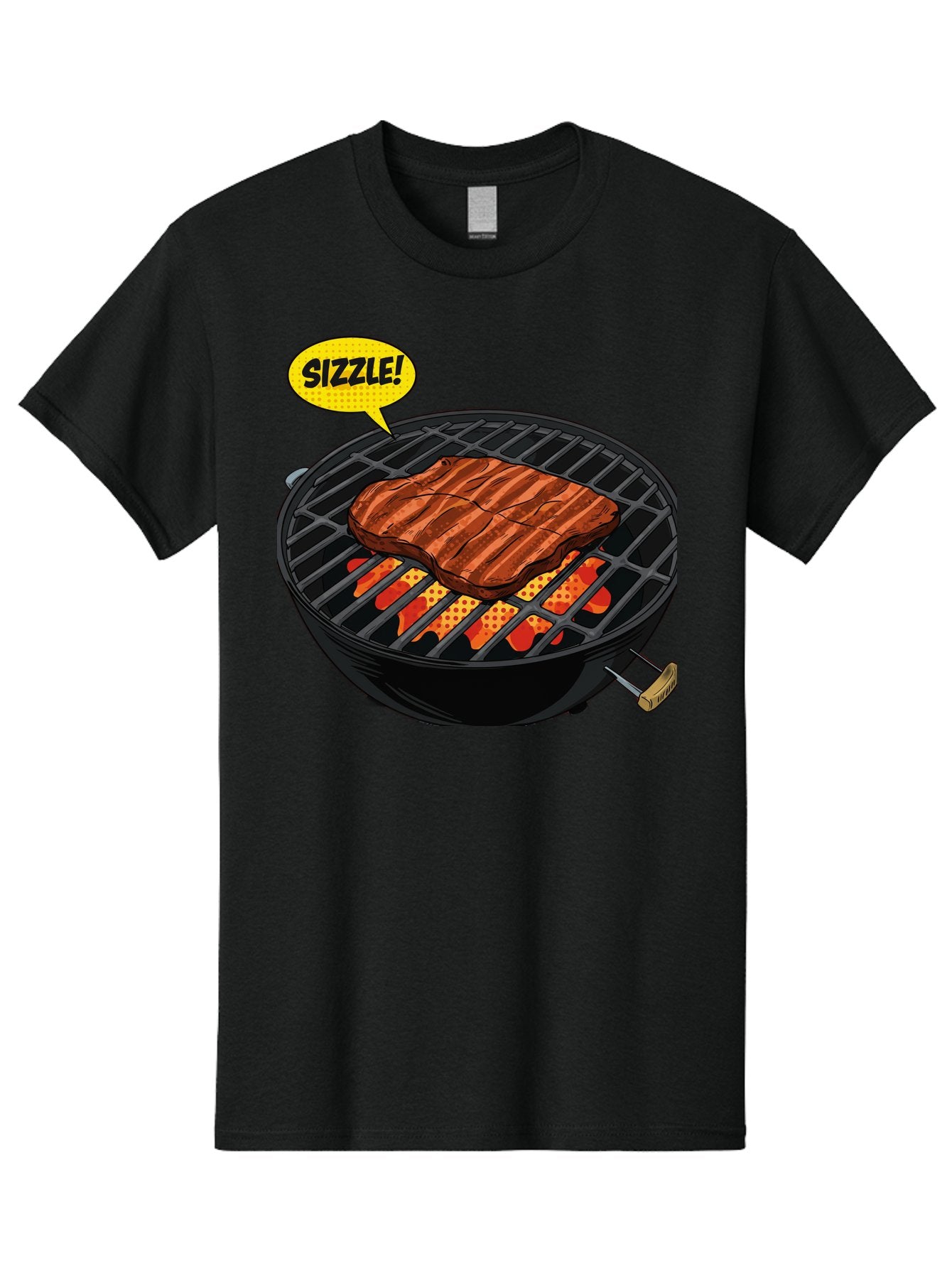 Sizzle Men'S Graphic Tee, 100% Cotton, Comfortable Casual Summer Wear, Machine Washable, Grilled Steak, Barbecue, Sizzling Meat, Grill Marks, Cooking On Grill, Bbq Flavors, Mouth-Watering Bac408 9
