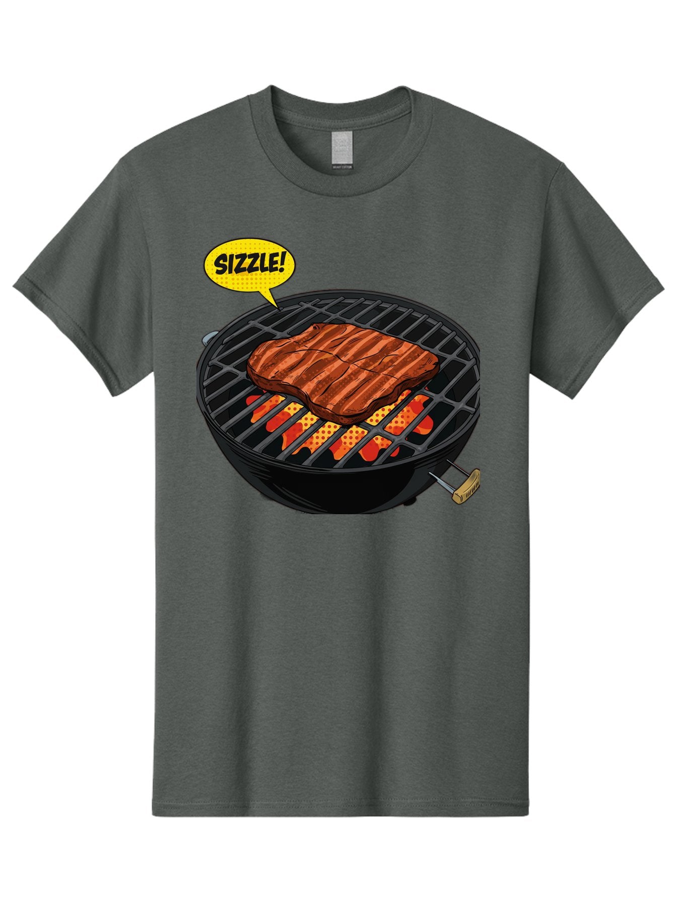 Sizzle Men'S Graphic Tee, 100% Cotton, Comfortable Casual Summer Wear, Machine Washable, Grilled Steak, Barbecue, Sizzling Meat, Grill Marks, Cooking On Grill, Bbq Flavors, Mouth-Watering Bac408 4