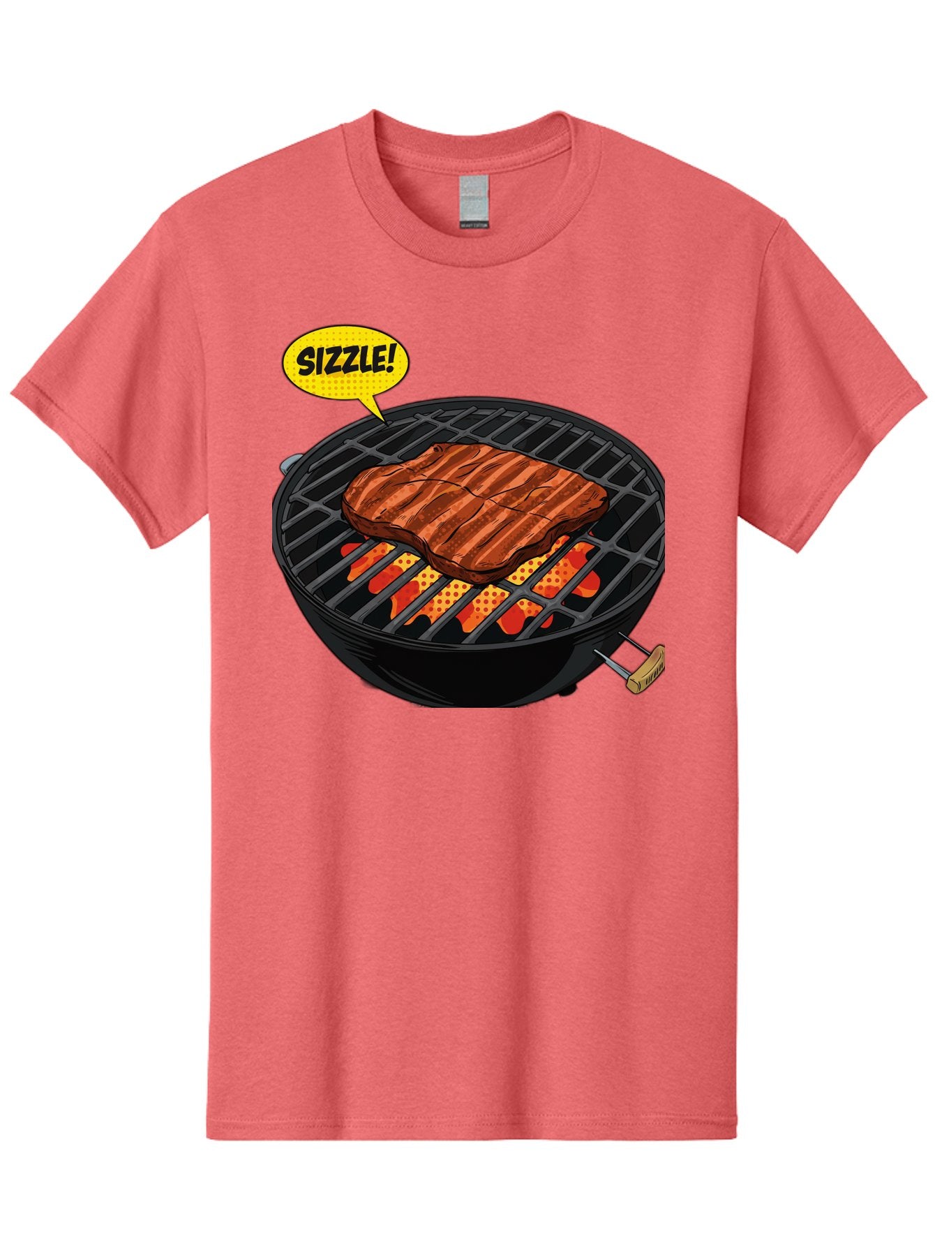 Sizzle Men'S Graphic Tee, 100% Cotton, Comfortable Casual Summer Wear, Machine Washable, Grilled Steak, Barbecue, Sizzling Meat, Grill Marks, Cooking On Grill, Bbq Flavors, Mouth-Watering Bac408 12