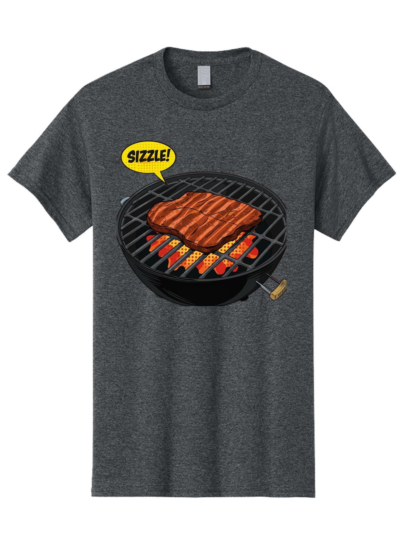 Sizzle Men'S Graphic Tee, 100% Cotton, Comfortable Casual Summer Wear, Machine Washable, Grilled Steak, Barbecue, Sizzling Meat, Grill Marks, Cooking On Grill, Bbq Flavors, Mouth-Watering Bac408 5