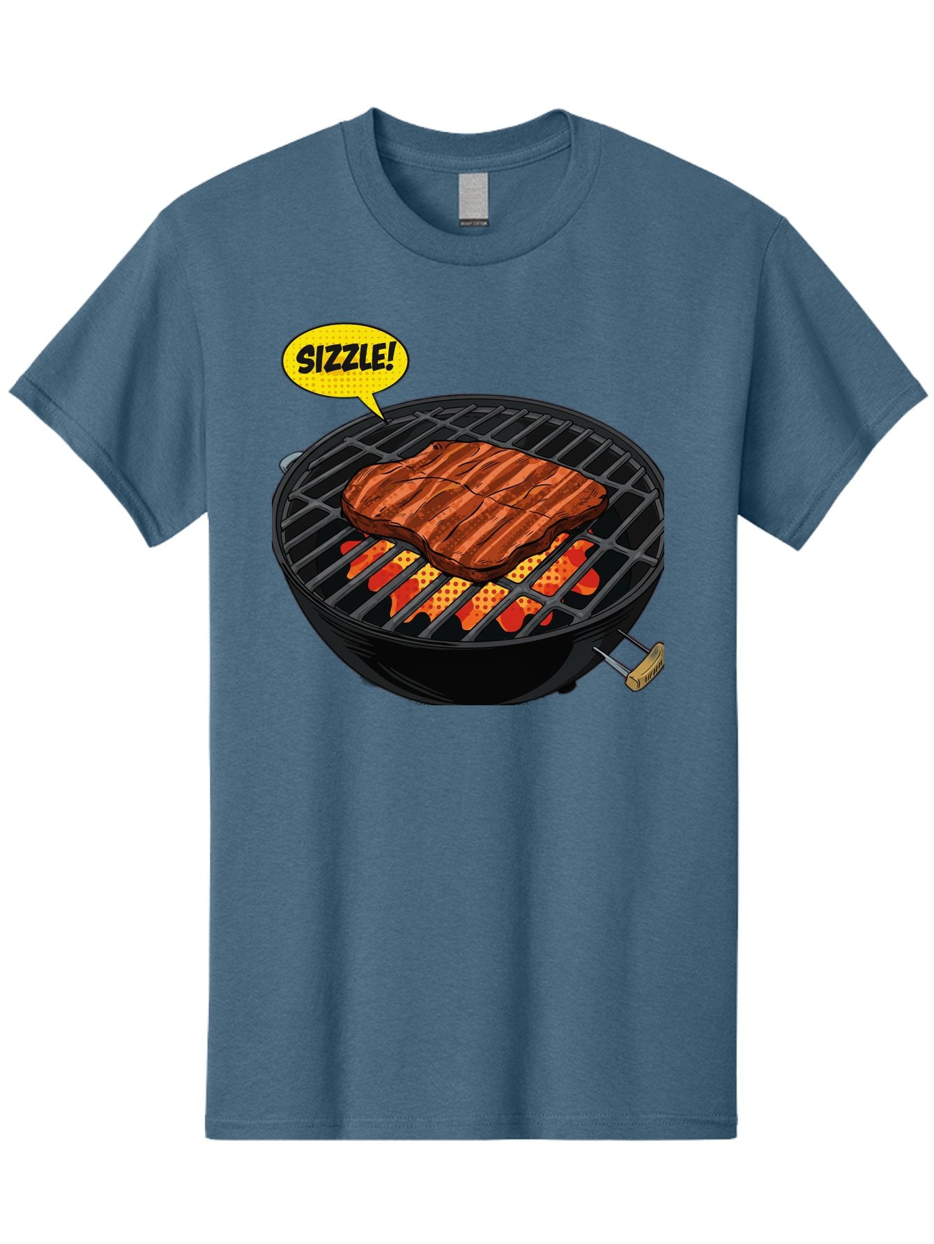 Sizzle Men'S Graphic Tee, 100% Cotton, Comfortable Casual Summer Wear, Machine Washable, Grilled Steak, Barbecue, Sizzling Meat, Grill Marks, Cooking On Grill, Bbq Flavors, Mouth-Watering Bac408 15