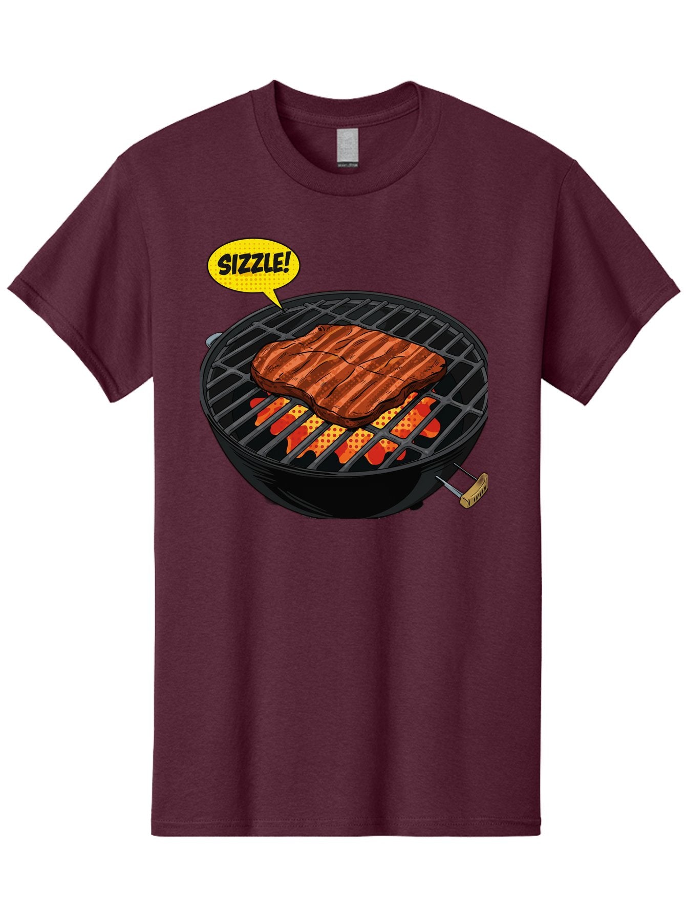Sizzle Men'S Graphic Tee, 100% Cotton, Comfortable Casual Summer Wear, Machine Washable, Grilled Steak, Barbecue, Sizzling Meat, Grill Marks, Cooking On Grill, Bbq Flavors, Mouth-Watering Bac408 7