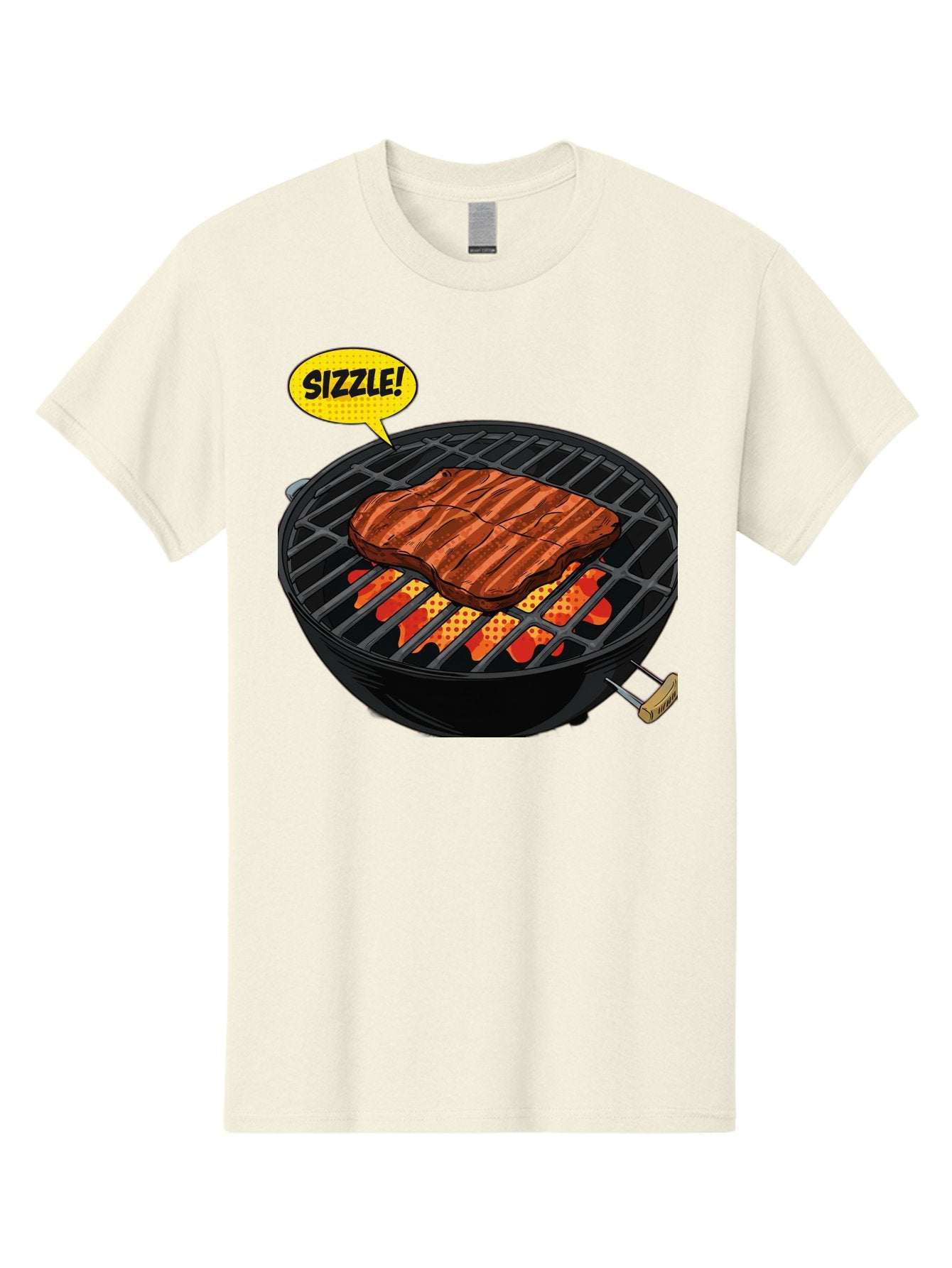 Sizzle Men'S Graphic Tee, 100% Cotton, Comfortable Casual Summer Wear, Machine Washable, Grilled Steak, Barbecue, Sizzling Meat, Grill Marks, Cooking On Grill, Bbq Flavors, Mouth-Watering Bac408 10