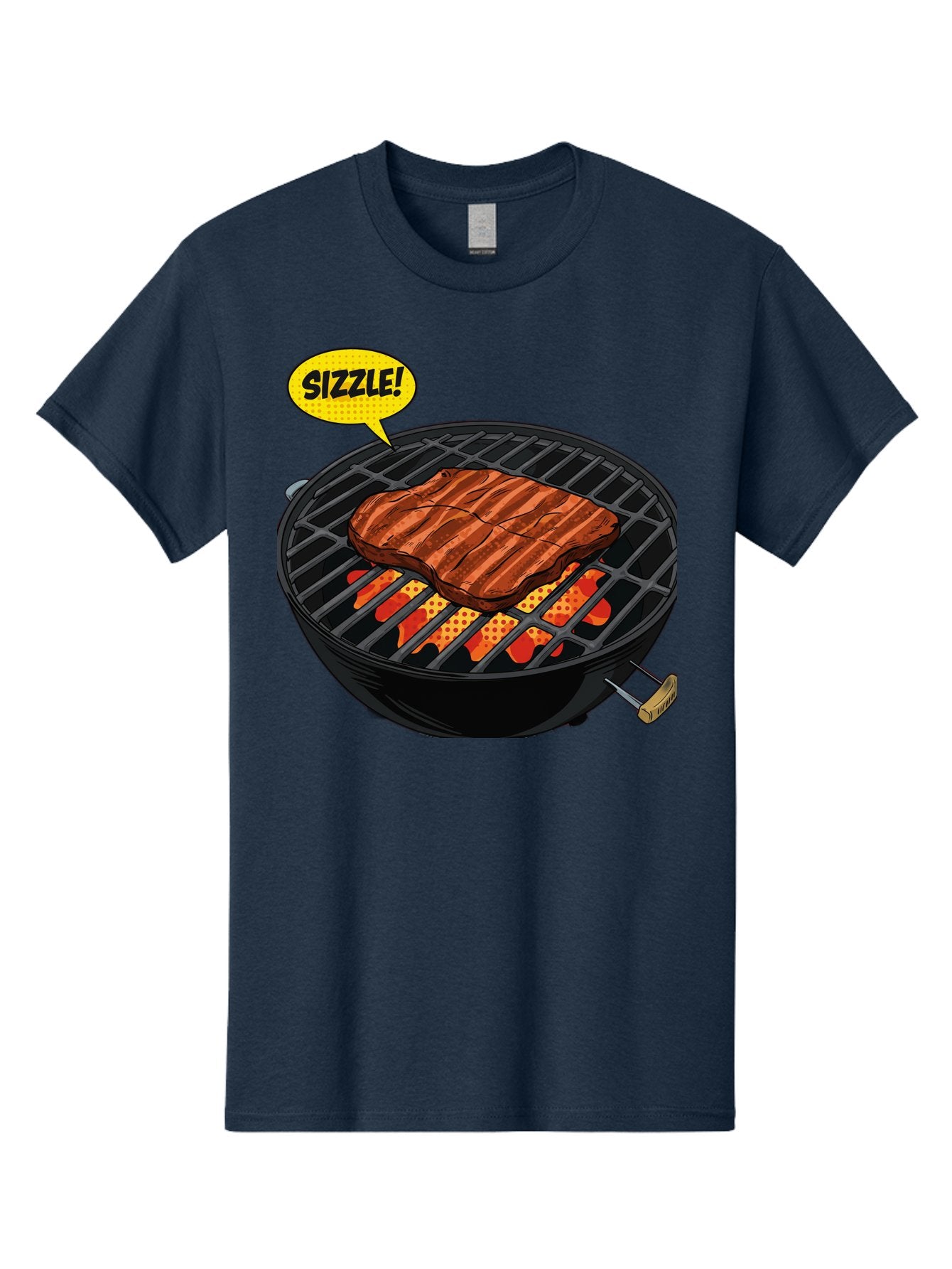 Sizzle Men'S Graphic Tee, 100% Cotton, Comfortable Casual Summer Wear, Machine Washable, Grilled Steak, Barbecue, Sizzling Meat, Grill Marks, Cooking On Grill, Bbq Flavors, Mouth-Watering Bac408 8