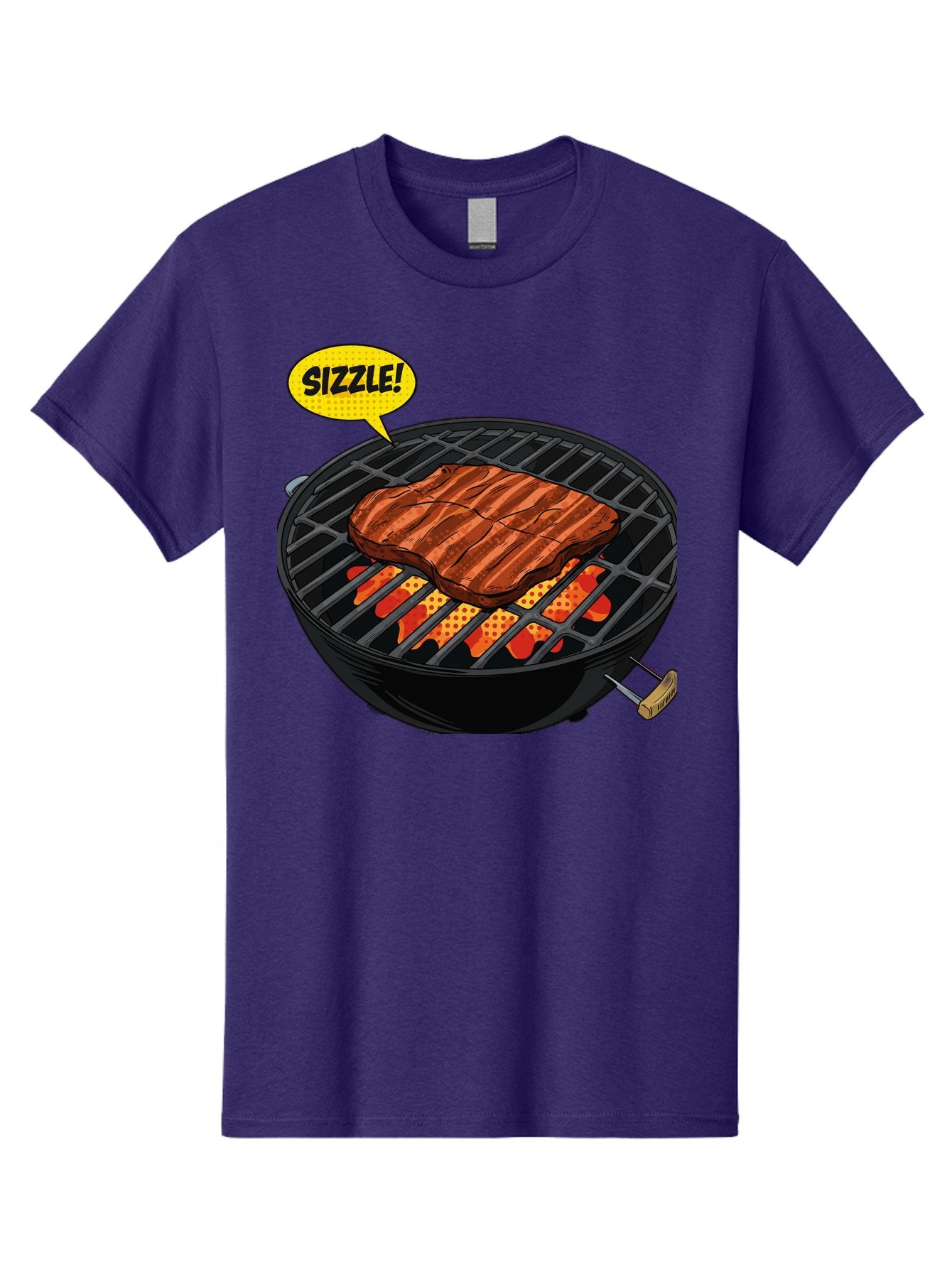 Sizzle Men'S Graphic Tee, 100% Cotton, Comfortable Casual Summer Wear, Machine Washable, Grilled Steak, Barbecue, Sizzling Meat, Grill Marks, Cooking On Grill, Bbq Flavors, Mouth-Watering Bac408 3