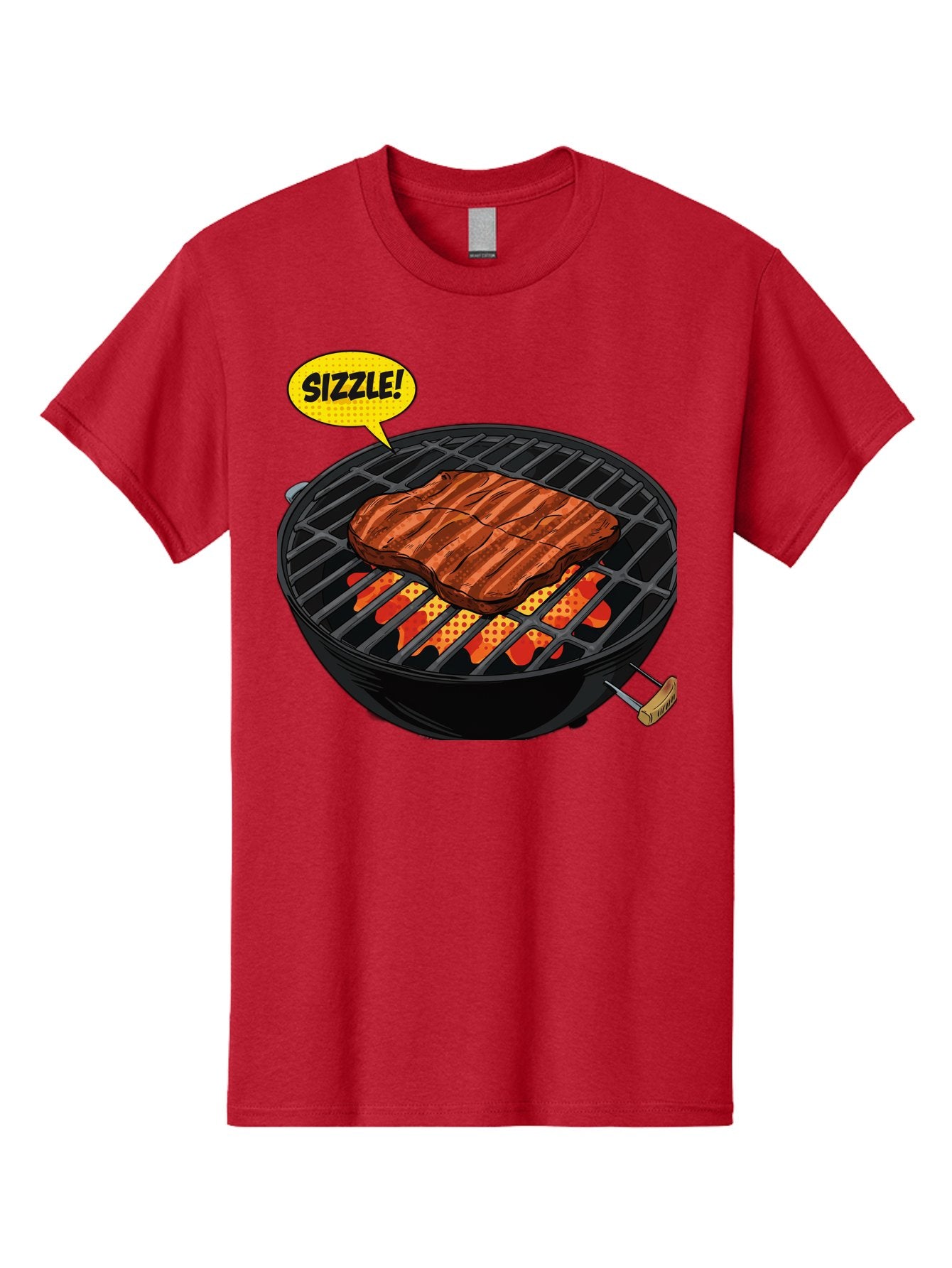 Sizzle Men'S Graphic Tee, 100% Cotton, Comfortable Casual Summer Wear, Machine Washable, Grilled Steak, Barbecue, Sizzling Meat, Grill Marks, Cooking On Grill, Bbq Flavors, Mouth-Watering Bac408 14