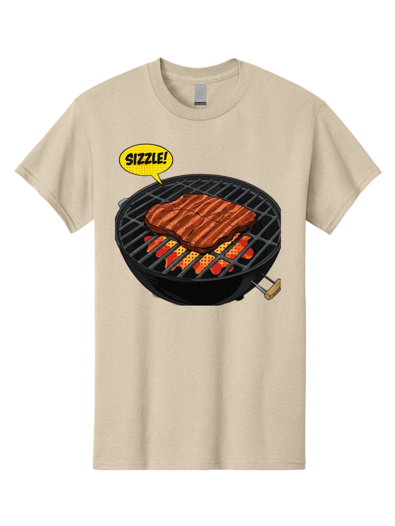 Sizzle Men'S Graphic Tee, 100% Cotton, Comfortable Casual Summer Wear, Machine Washable, Grilled Steak, Barbecue, Sizzling Meat, Grill Marks, Cooking On Grill, Bbq Flavors, Mouth-Watering Bac408 6