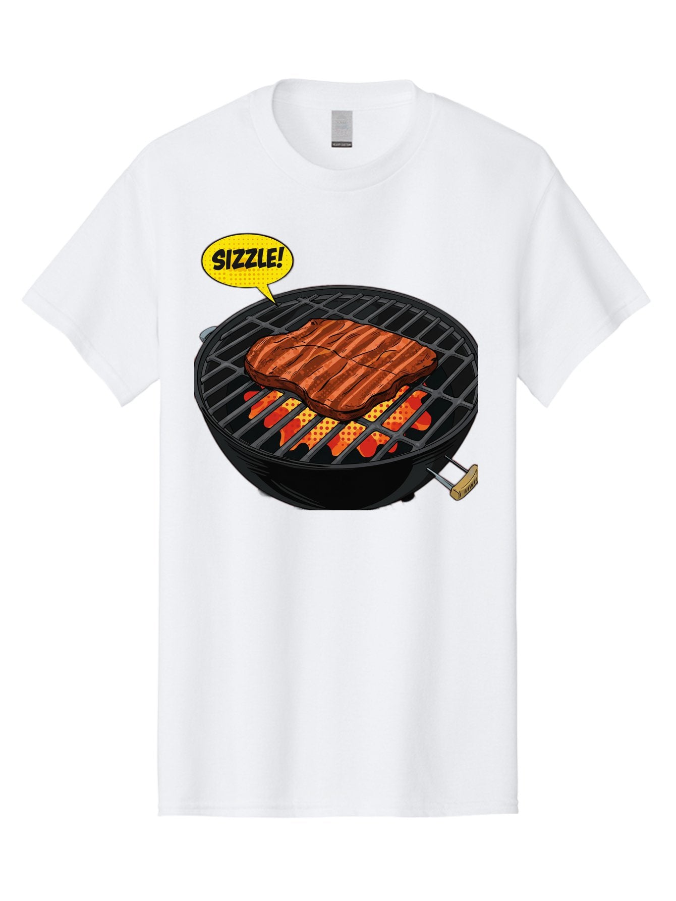Sizzle Men'S Graphic Tee, 100% Cotton, Comfortable Casual Summer Wear, Machine Washable, Grilled Steak, Barbecue, Sizzling Meat, Grill Marks, Cooking On Grill, Bbq Flavors, Mouth-Watering Bac408 11