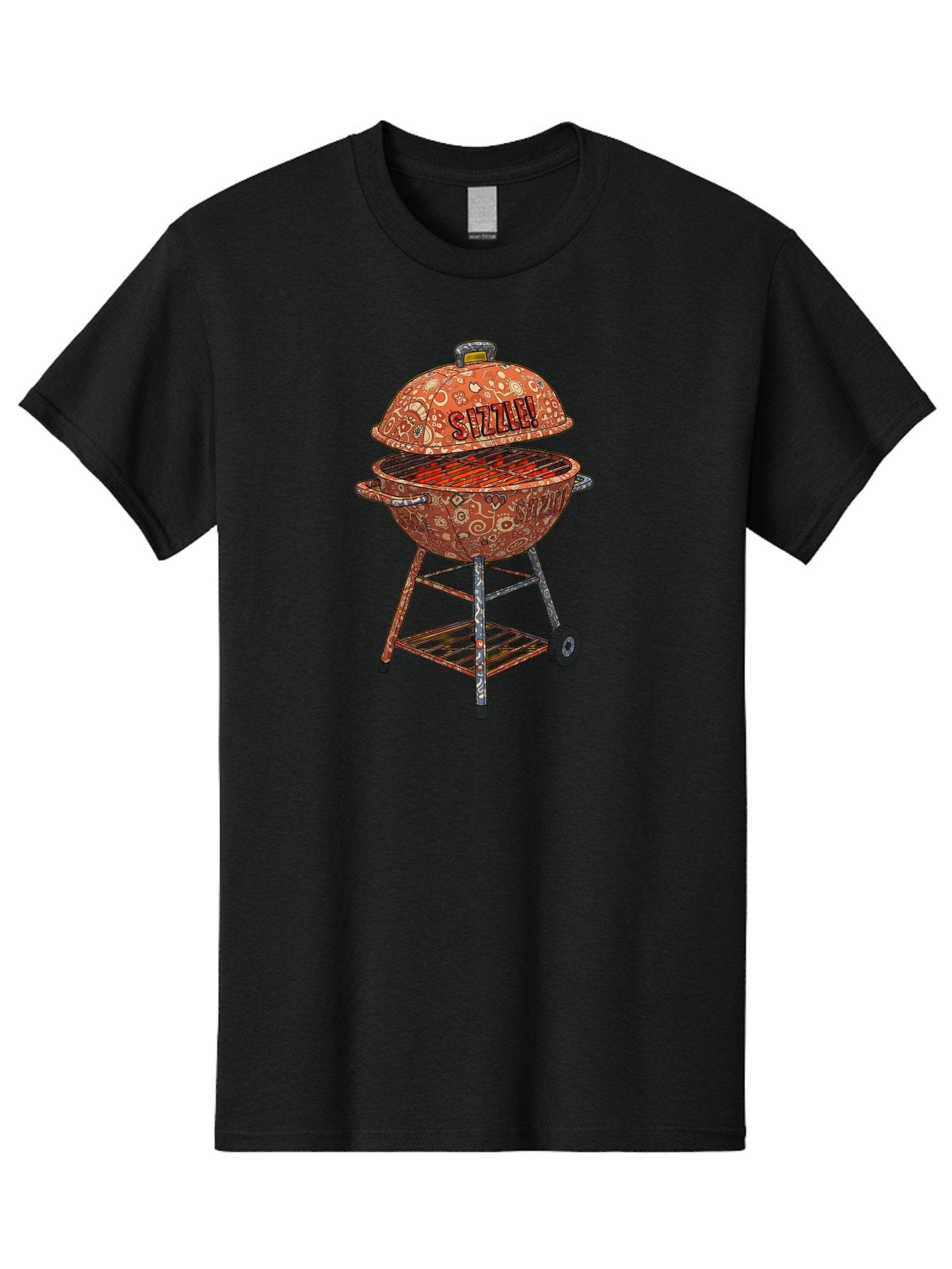 Sizzlin-Grill Men'S Graphic Tee, 100% Cotton, Comfortable Casual Summer Wear, Machine Washable, Bbq Grill, Sizzling Hot Coals, Outdoor Cooking, Grill Master, Backyard Barbecue, Summer Food, Delicious Meals, Grilling Season, Savory Flavors, Bac409 11