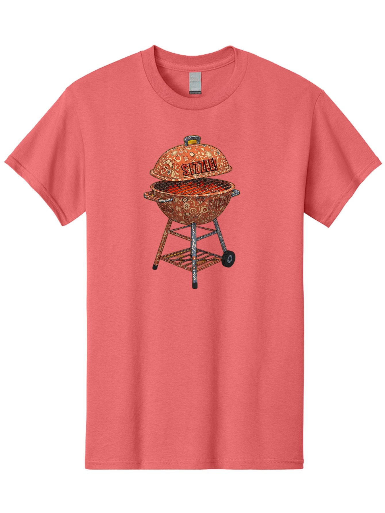Sizzlin-Grill Men'S Graphic Tee, 100% Cotton, Comfortable Casual Summer Wear, Machine Washable, Bbq Grill, Sizzling Hot Coals, Outdoor Cooking, Grill Master, Backyard Barbecue, Summer Food, Delicious Meals, Grilling Season, Savory Flavors, Bac409 4