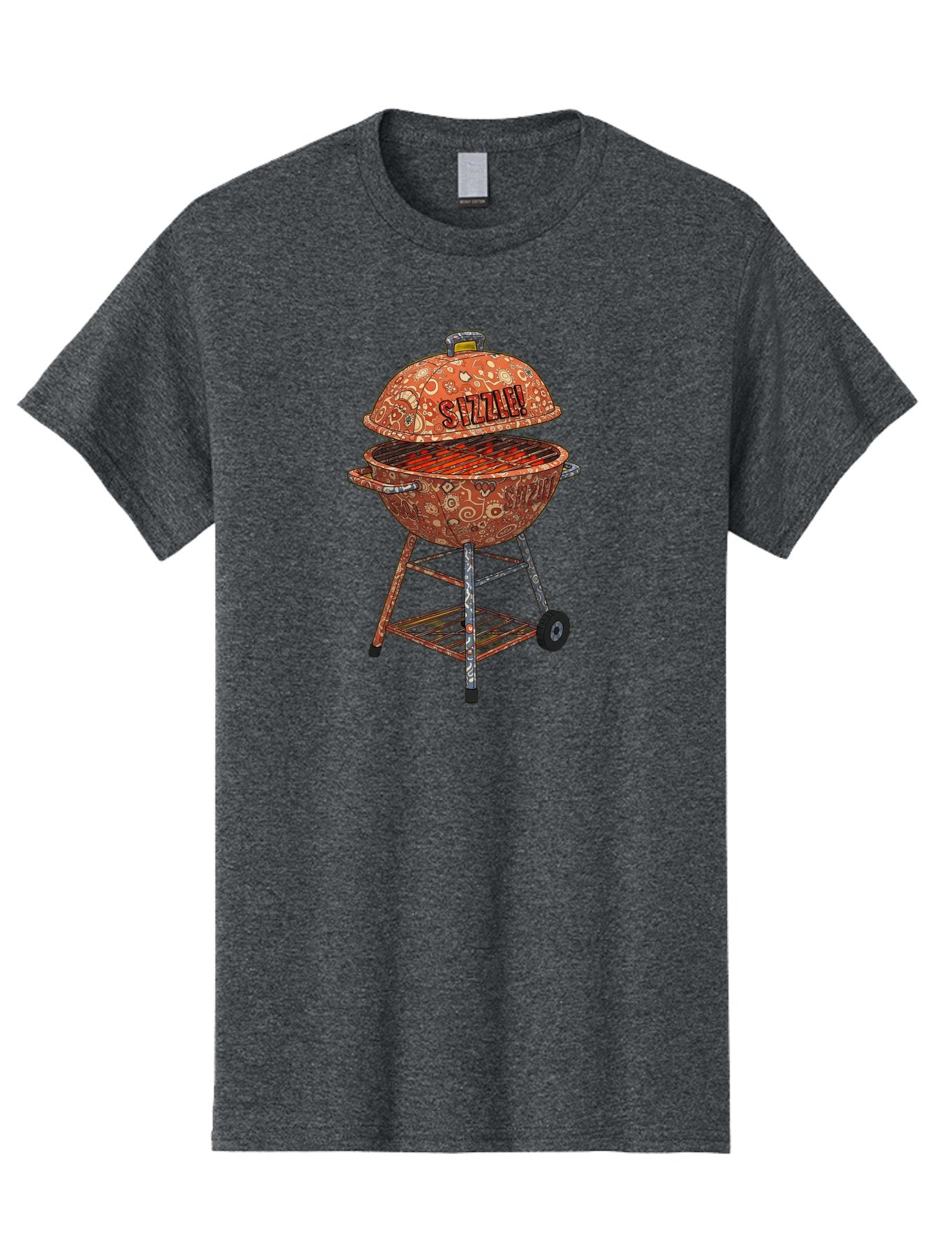 Sizzlin-Grill Men'S Graphic Tee, 100% Cotton, Comfortable Casual Summer Wear, Machine Washable, Bbq Grill, Sizzling Hot Coals, Outdoor Cooking, Grill Master, Backyard Barbecue, Summer Food, Delicious Meals, Grilling Season, Savory Flavors, Bac409 12