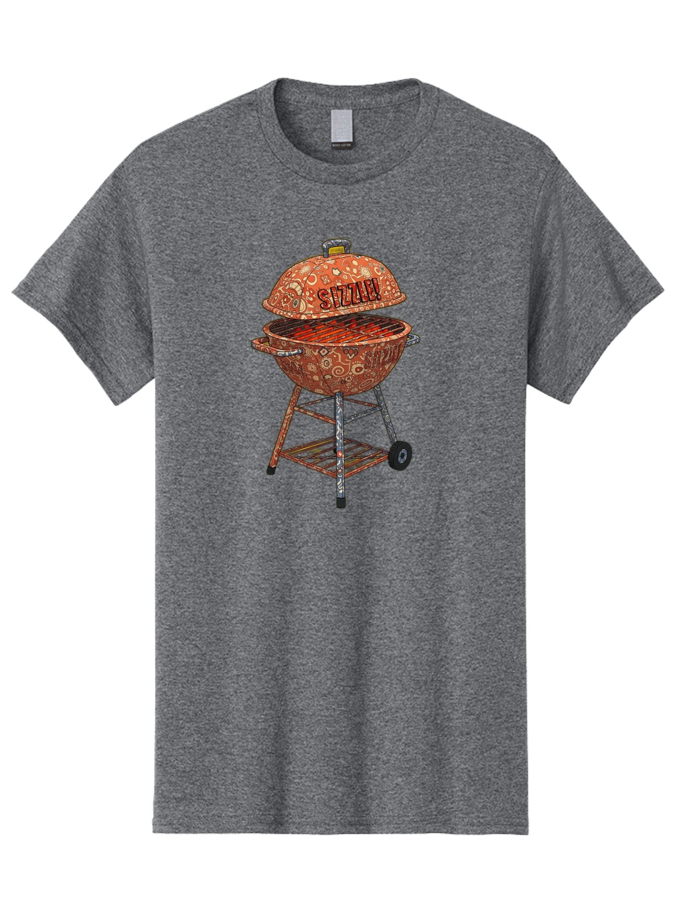 Sizzlin-Grill Men'S Graphic Tee, 100% Cotton, Comfortable Casual Summer Wear, Machine Washable, Bbq Grill, Sizzling Hot Coals, Outdoor Cooking, Grill Master, Backyard Barbecue, Summer Food, Delicious Meals, Grilling Season, Savory Flavors, Bac409 8