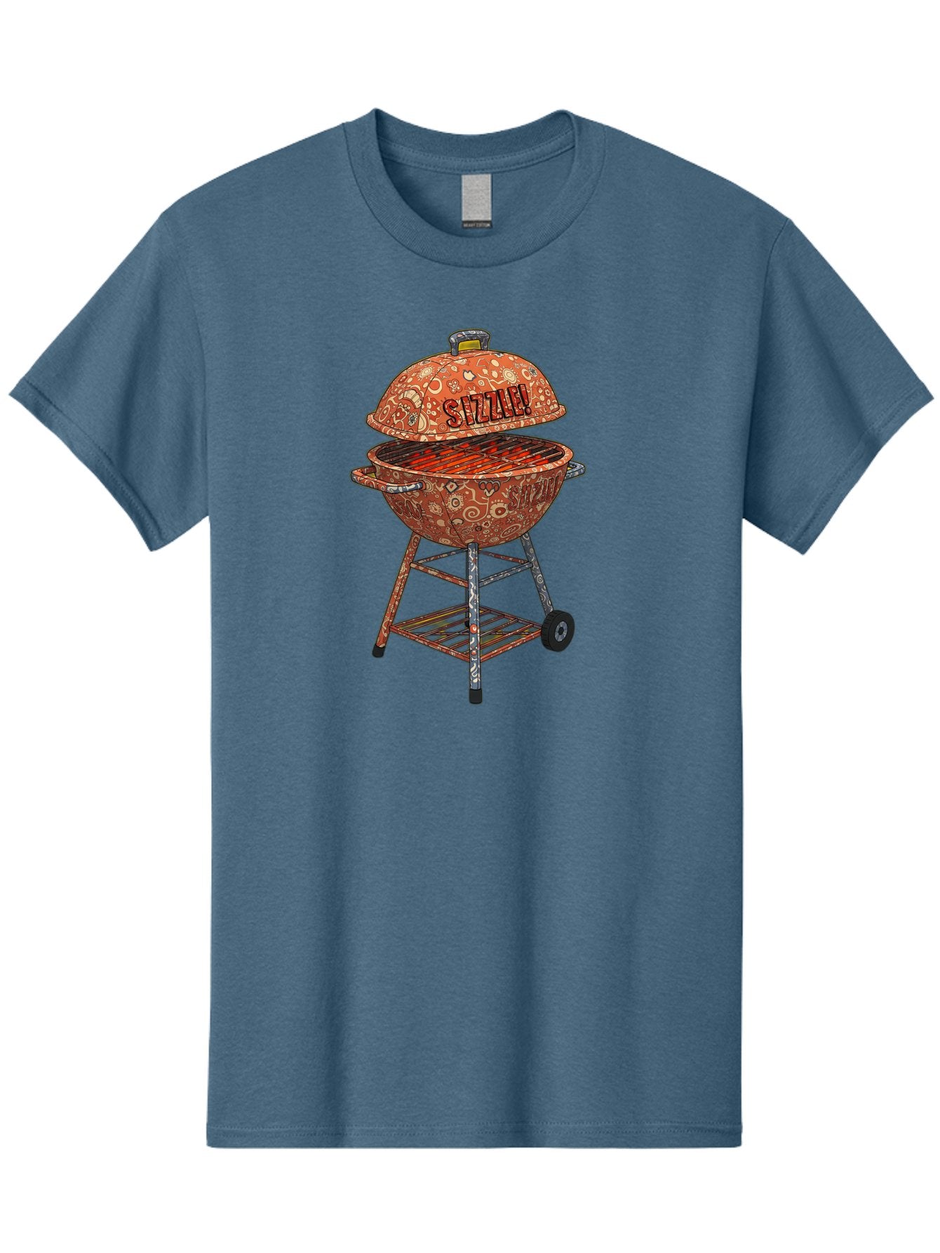 Sizzlin-Grill Men'S Graphic Tee, 100% Cotton, Comfortable Casual Summer Wear, Machine Washable, Bbq Grill, Sizzling Hot Coals, Outdoor Cooking, Grill Master, Backyard Barbecue, Summer Food, Delicious Meals, Grilling Season, Savory Flavors, Bac409 3