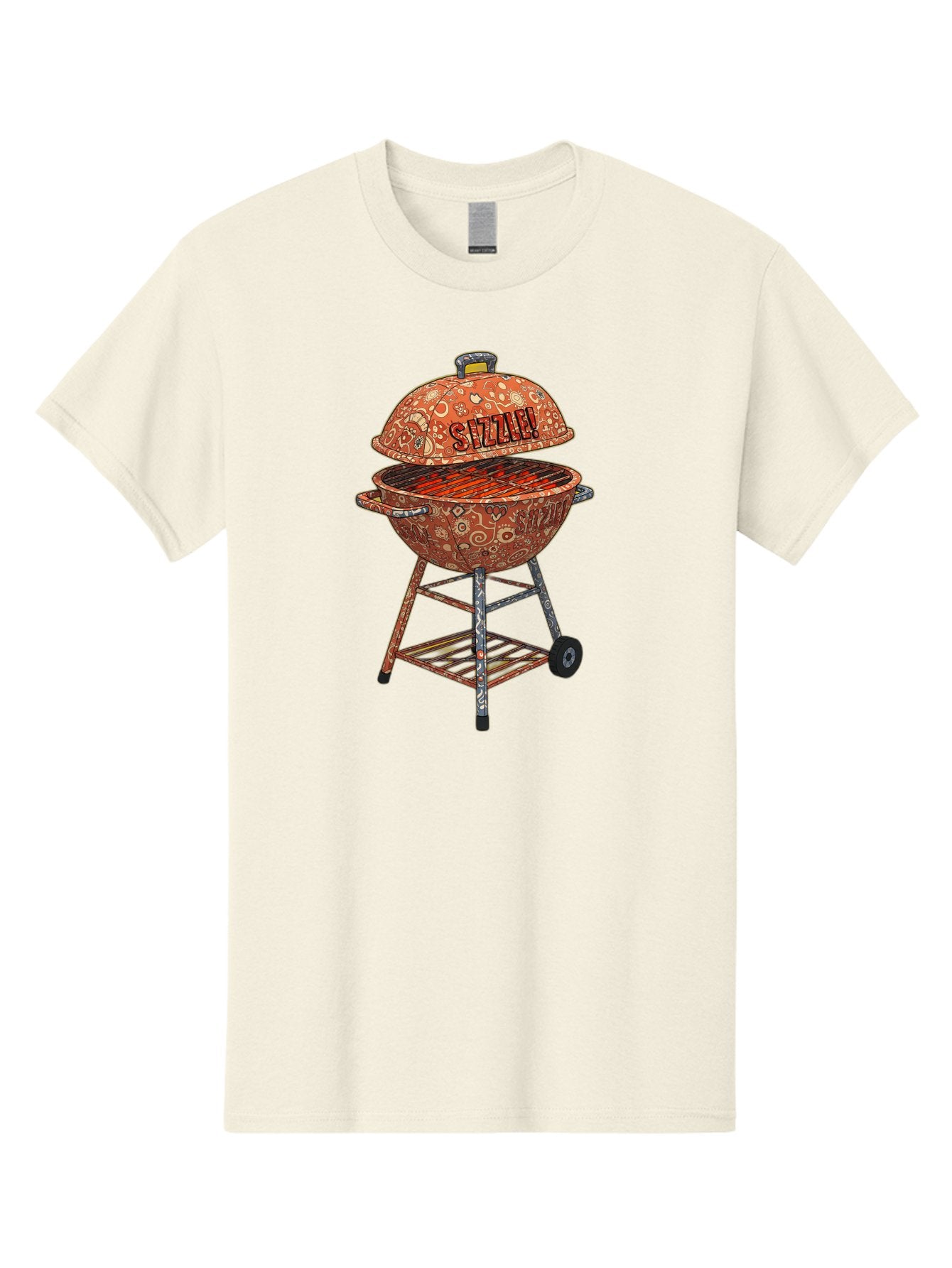 Sizzlin-Grill Men'S Graphic Tee, 100% Cotton, Comfortable Casual Summer Wear, Machine Washable, Bbq Grill, Sizzling Hot Coals, Outdoor Cooking, Grill Master, Backyard Barbecue, Summer Food, Delicious Meals, Grilling Season, Savory Flavors, Bac409 7