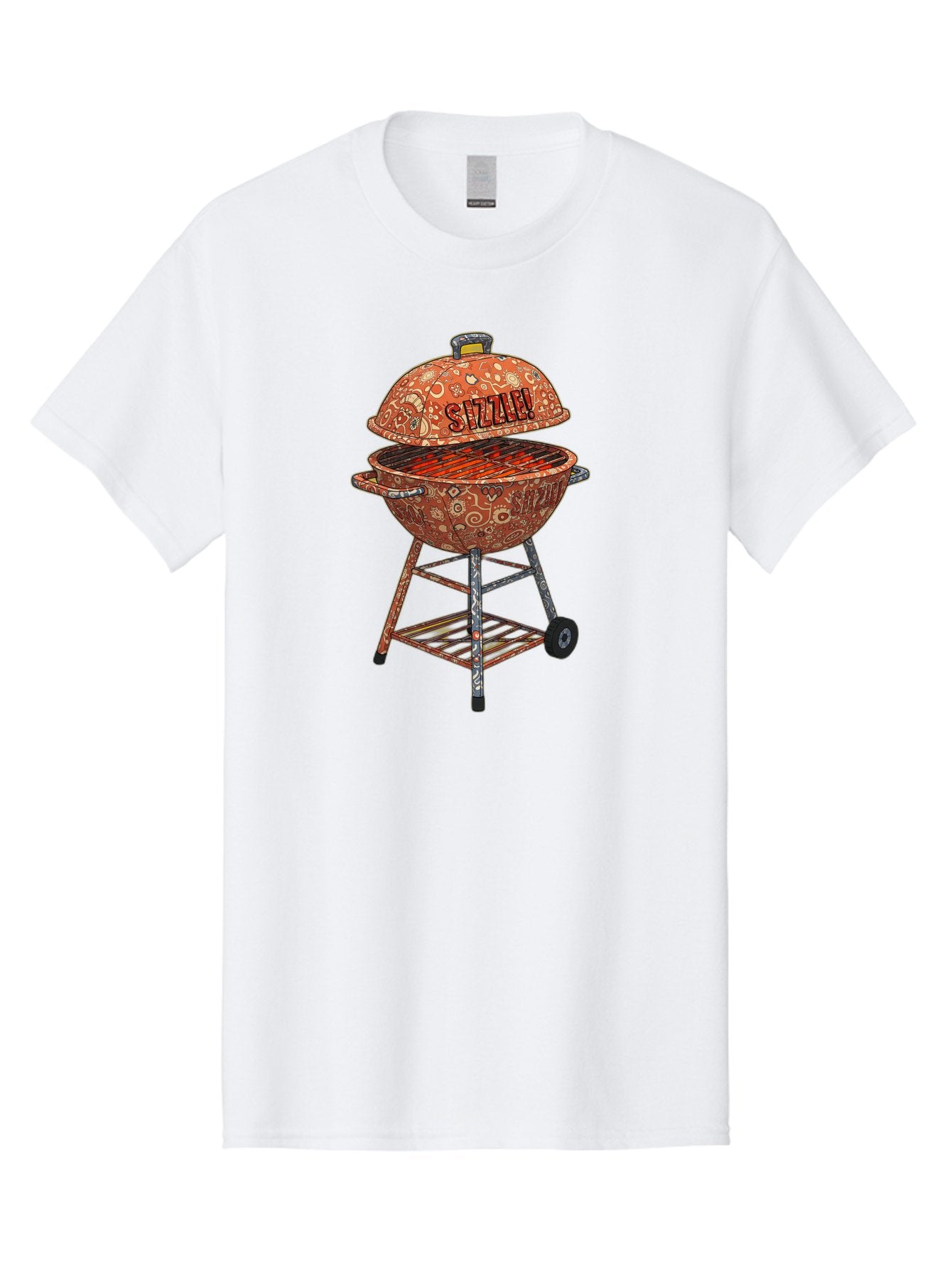 Sizzlin-Grill Men'S Graphic Tee, 100% Cotton, Comfortable Casual Summer Wear, Machine Washable, Bbq Grill, Sizzling Hot Coals, Outdoor Cooking, Grill Master, Backyard Barbecue, Summer Food, Delicious Meals, Grilling Season, Savory Flavors, Bac409 15