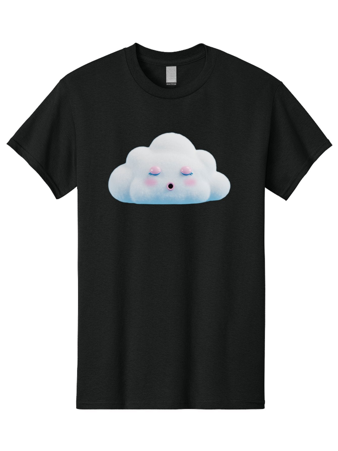 Sleeping-Cloud Men'S Graphic Tee, 100% Cotton, Comfortable Casual Summer Wear, Machine Washable, Cute Cloud, Fluffy White Cloud, Sleeping Face, Pastel Colors, Kawaii Design, Cloud Character, Soft Pink Cheeks, Closed Eyes, Serene Atmosphere, Bac410 8