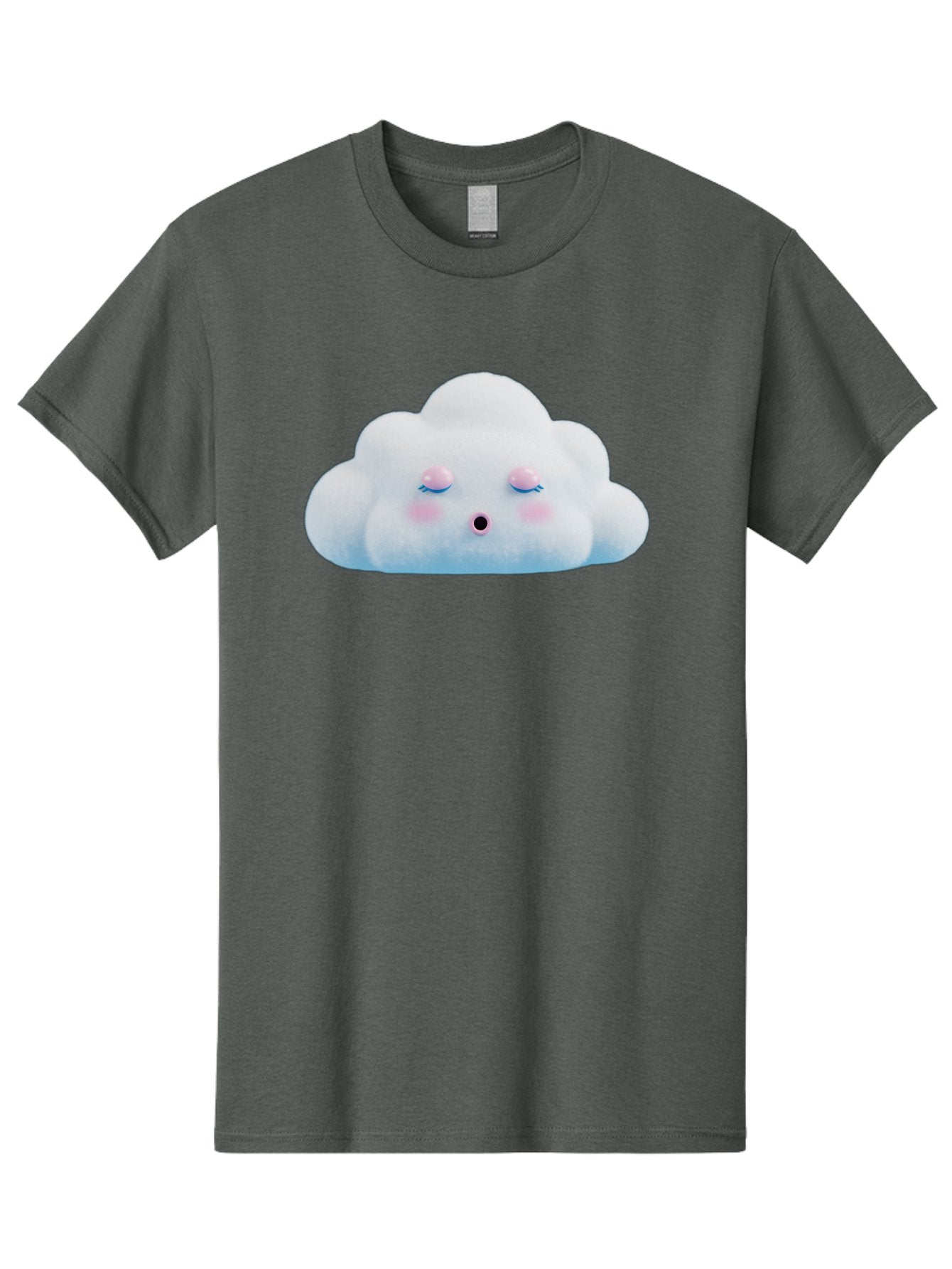 Sleeping-Cloud Men'S Graphic Tee, 100% Cotton, Comfortable Casual Summer Wear, Machine Washable, Cute Cloud, Fluffy White Cloud, Sleeping Face, Pastel Colors, Kawaii Design, Cloud Character, Soft Pink Cheeks, Closed Eyes, Serene Atmosphere, Bac410 6