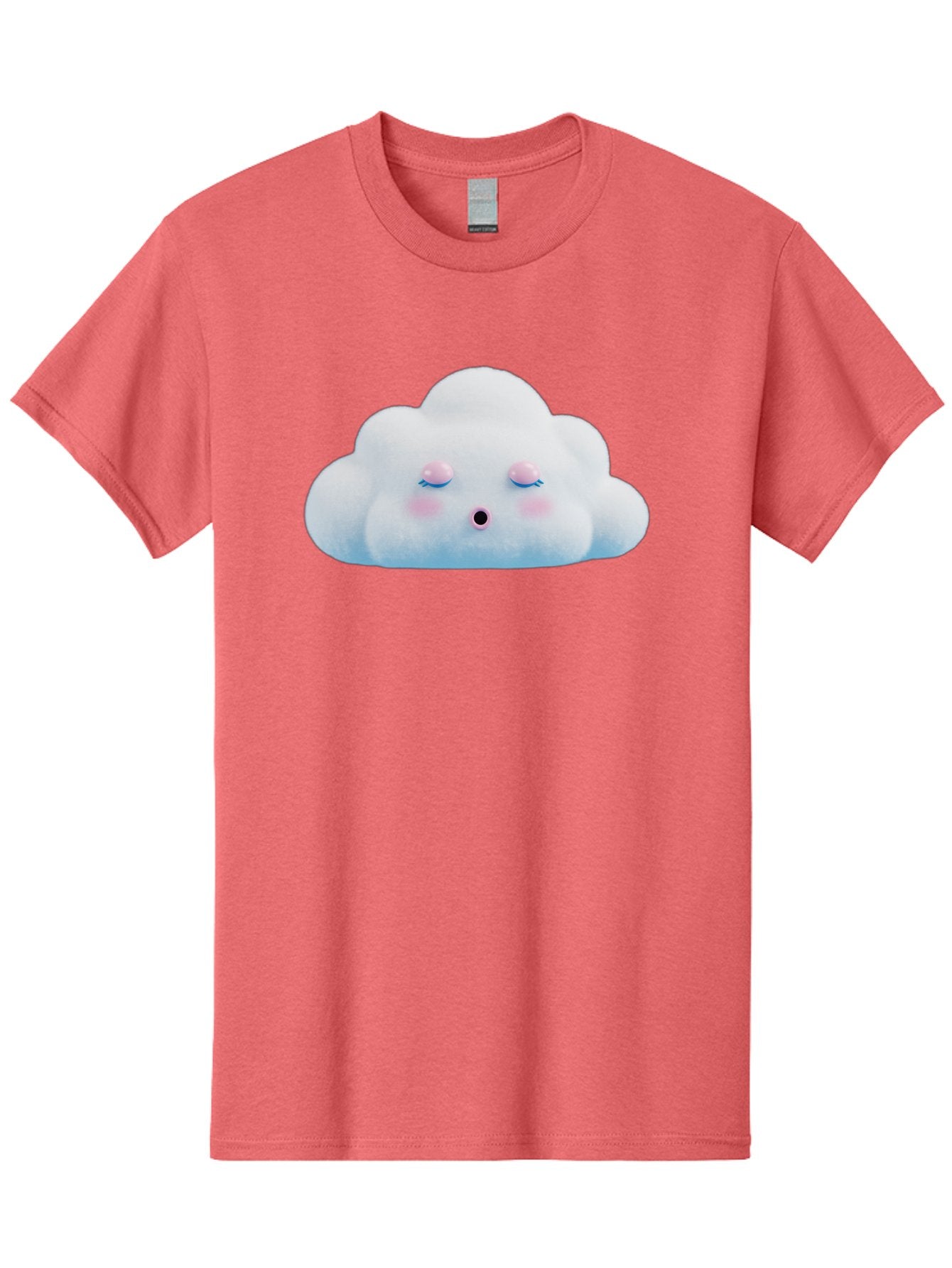 Sleeping-Cloud Men'S Graphic Tee, 100% Cotton, Comfortable Casual Summer Wear, Machine Washable, Cute Cloud, Fluffy White Cloud, Sleeping Face, Pastel Colors, Kawaii Design, Cloud Character, Soft Pink Cheeks, Closed Eyes, Serene Atmosphere, Bac410 9
