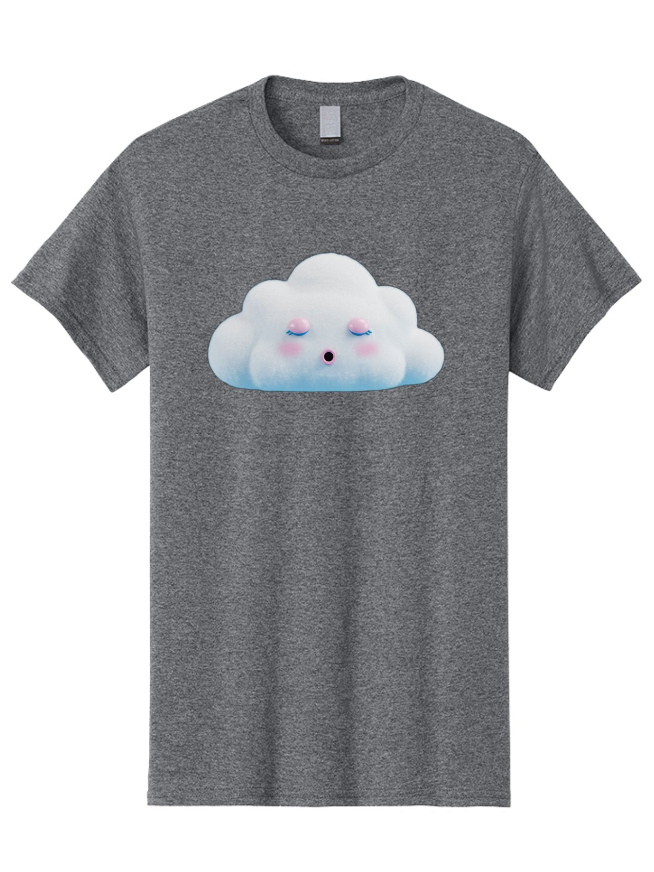 Sleeping-Cloud Men'S Graphic Tee, 100% Cotton, Comfortable Casual Summer Wear, Machine Washable, Cute Cloud, Fluffy White Cloud, Sleeping Face, Pastel Colors, Kawaii Design, Cloud Character, Soft Pink Cheeks, Closed Eyes, Serene Atmosphere, Bac410 4