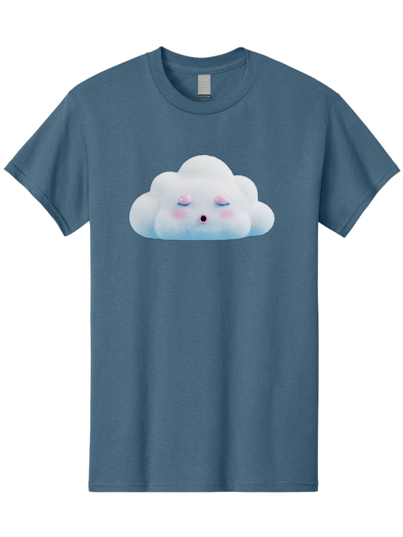Sleeping-Cloud Men'S Graphic Tee, 100% Cotton, Comfortable Casual Summer Wear, Machine Washable, Cute Cloud, Fluffy White Cloud, Sleeping Face, Pastel Colors, Kawaii Design, Cloud Character, Soft Pink Cheeks, Closed Eyes, Serene Atmosphere, Bac410 5