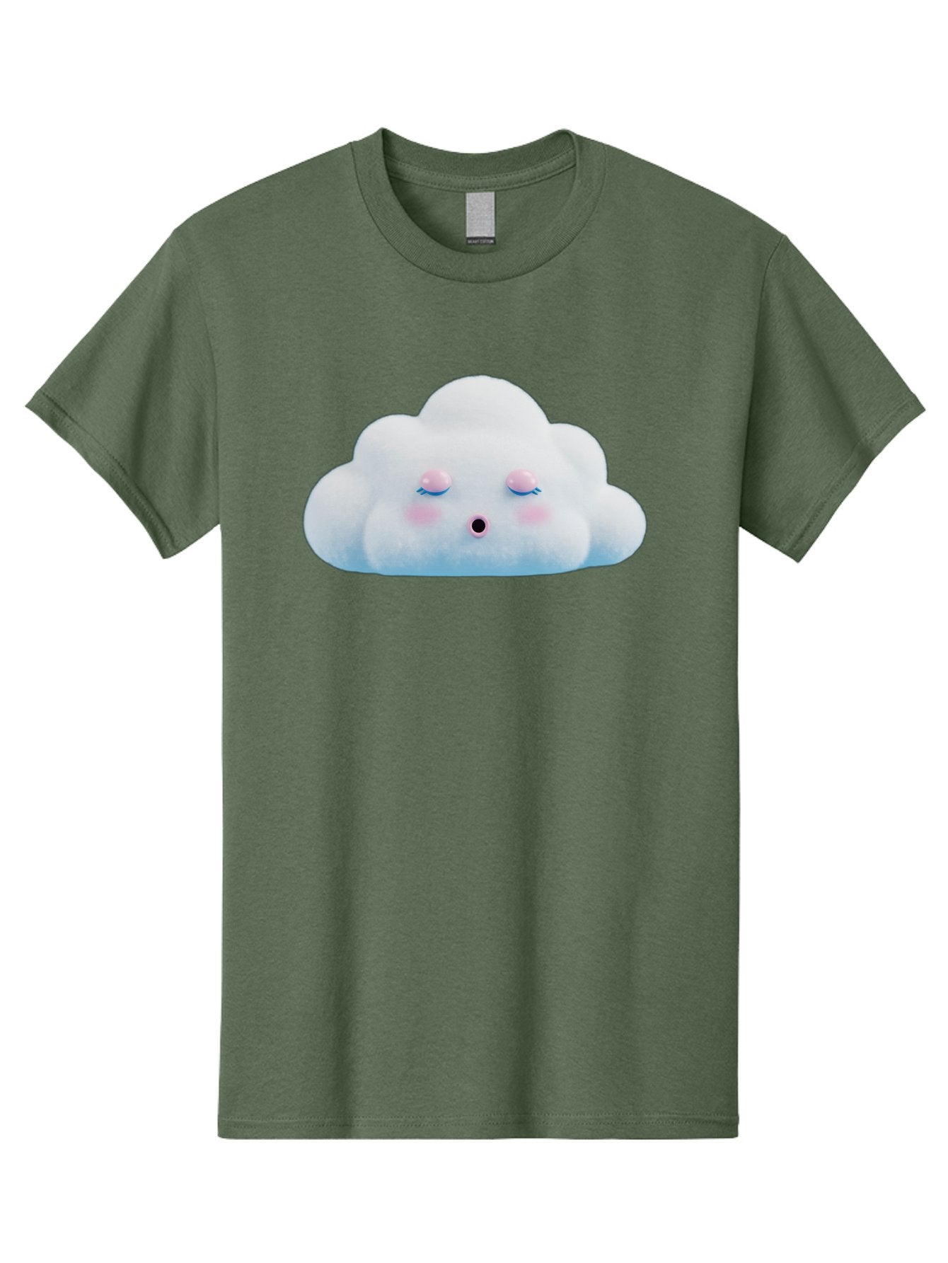 Sleeping-Cloud Men'S Graphic Tee, 100% Cotton, Comfortable Casual Summer Wear, Machine Washable, Cute Cloud, Fluffy White Cloud, Sleeping Face, Pastel Colors, Kawaii Design, Cloud Character, Soft Pink Cheeks, Closed Eyes, Serene Atmosphere, Bac410 3