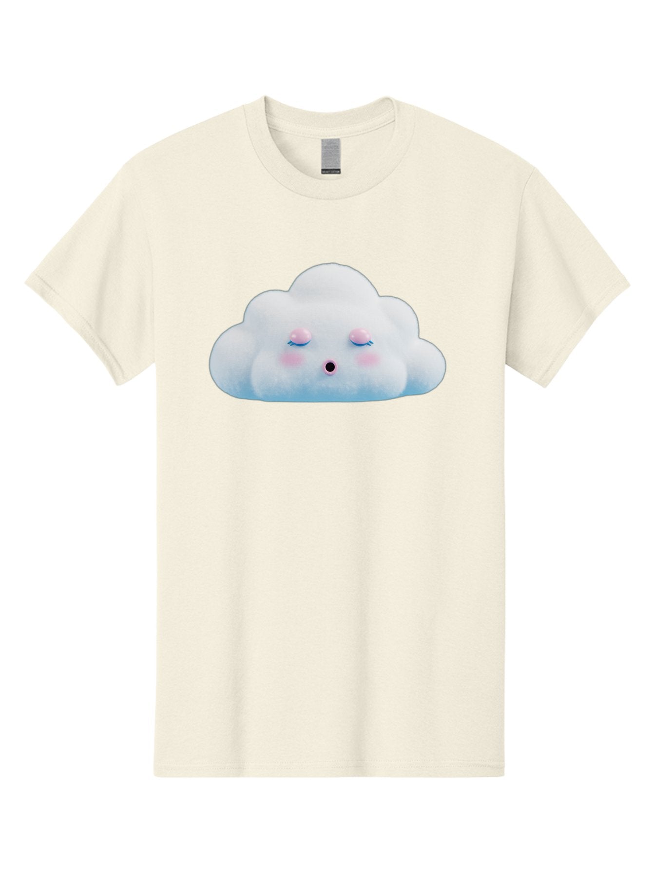 Sleeping-Cloud Men'S Graphic Tee, 100% Cotton, Comfortable Casual Summer Wear, Machine Washable, Cute Cloud, Fluffy White Cloud, Sleeping Face, Pastel Colors, Kawaii Design, Cloud Character, Soft Pink Cheeks, Closed Eyes, Serene Atmosphere, Bac410 13