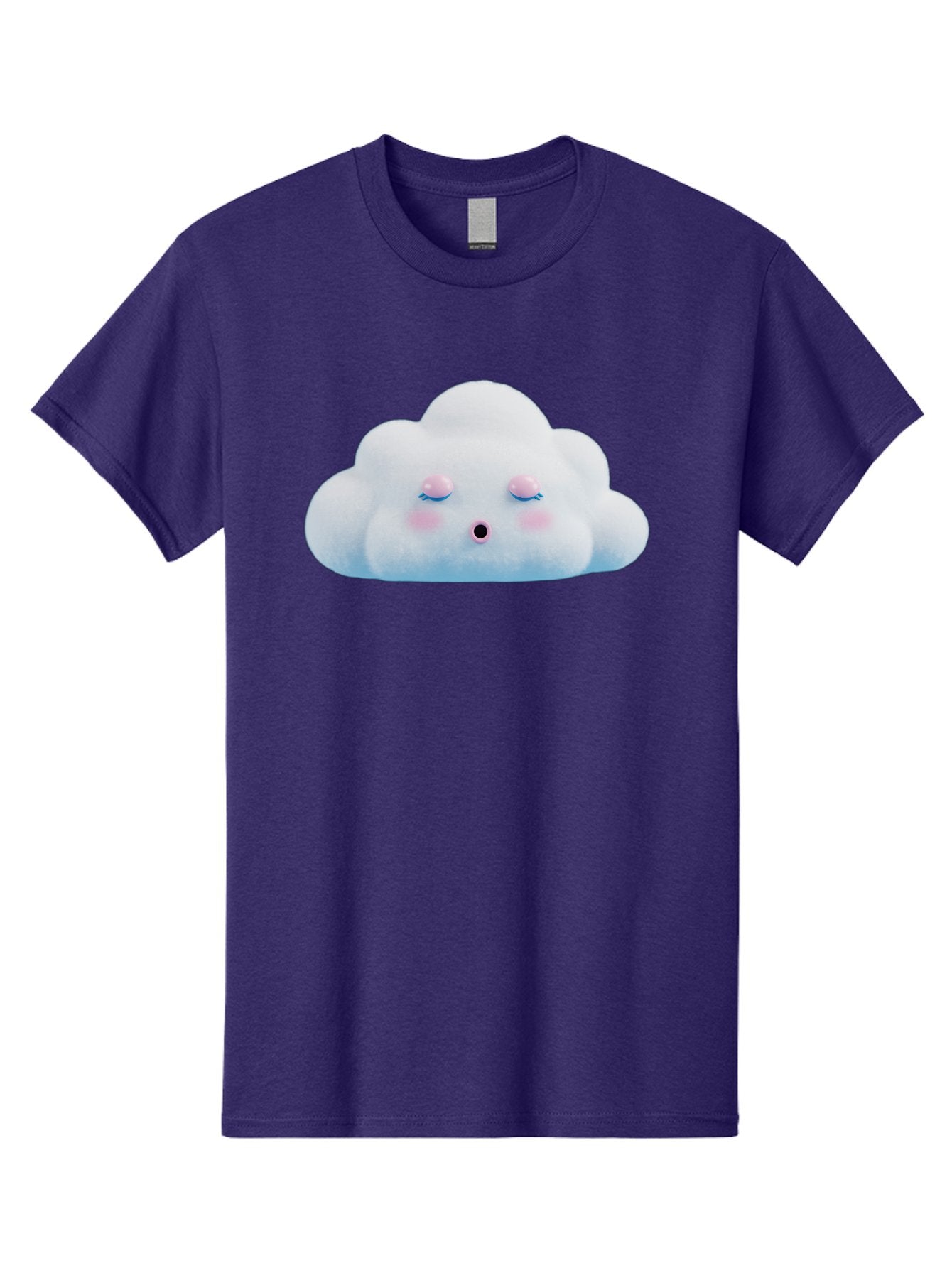 Sleeping-Cloud Men'S Graphic Tee, 100% Cotton, Comfortable Casual Summer Wear, Machine Washable, Cute Cloud, Fluffy White Cloud, Sleeping Face, Pastel Colors, Kawaii Design, Cloud Character, Soft Pink Cheeks, Closed Eyes, Serene Atmosphere, Bac410