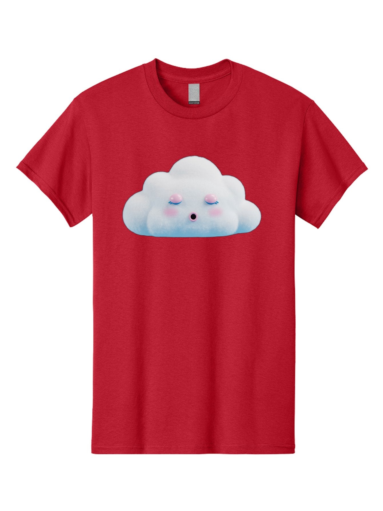 Sleeping-Cloud Men'S Graphic Tee, 100% Cotton, Comfortable Casual Summer Wear, Machine Washable, Cute Cloud, Fluffy White Cloud, Sleeping Face, Pastel Colors, Kawaii Design, Cloud Character, Soft Pink Cheeks, Closed Eyes, Serene Atmosphere, Bac410 15