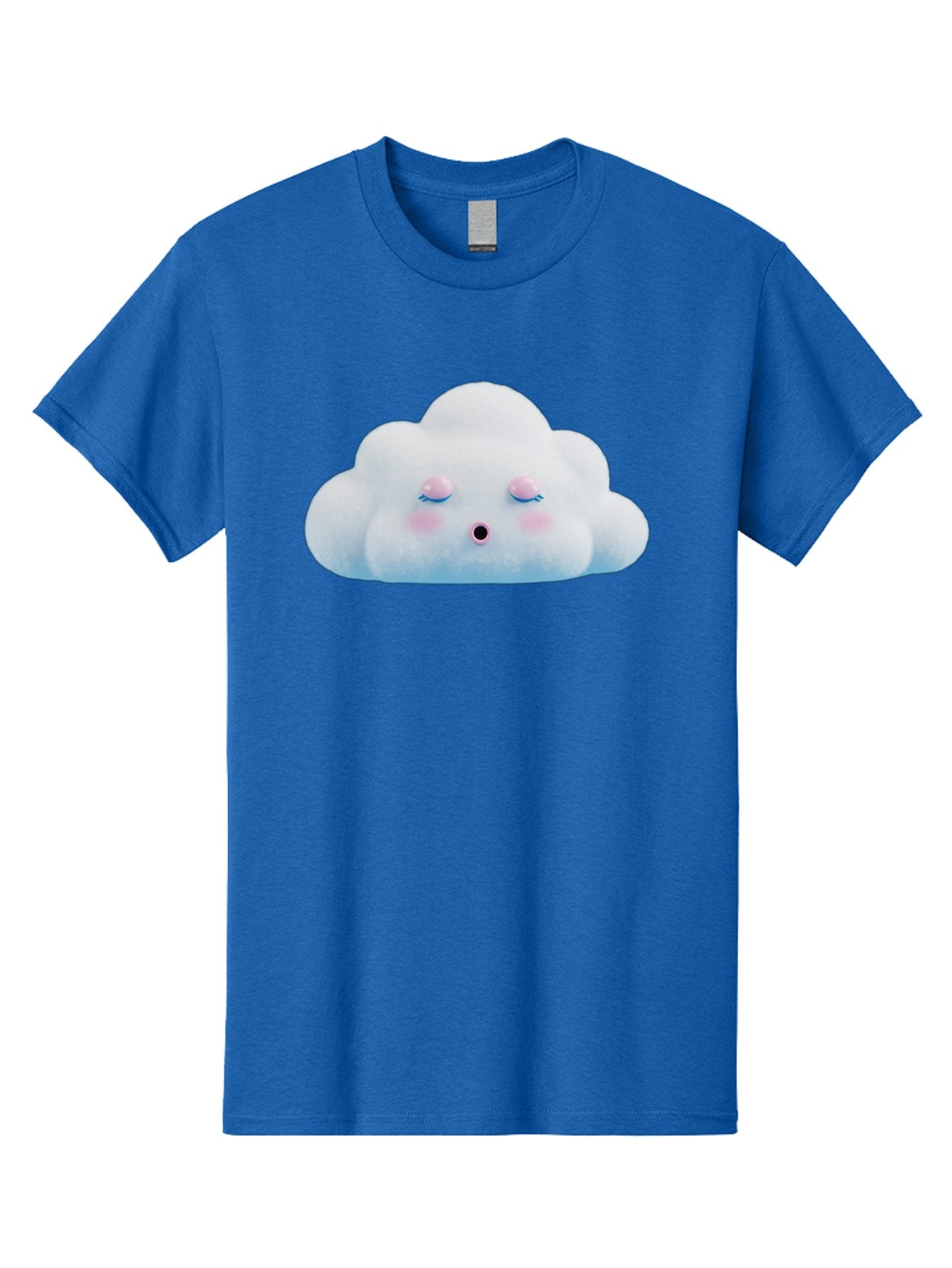 Sleeping-Cloud Men'S Graphic Tee, 100% Cotton, Comfortable Casual Summer Wear, Machine Washable, Cute Cloud, Fluffy White Cloud, Sleeping Face, Pastel Colors, Kawaii Design, Cloud Character, Soft Pink Cheeks, Closed Eyes, Serene Atmosphere, Bac410 7