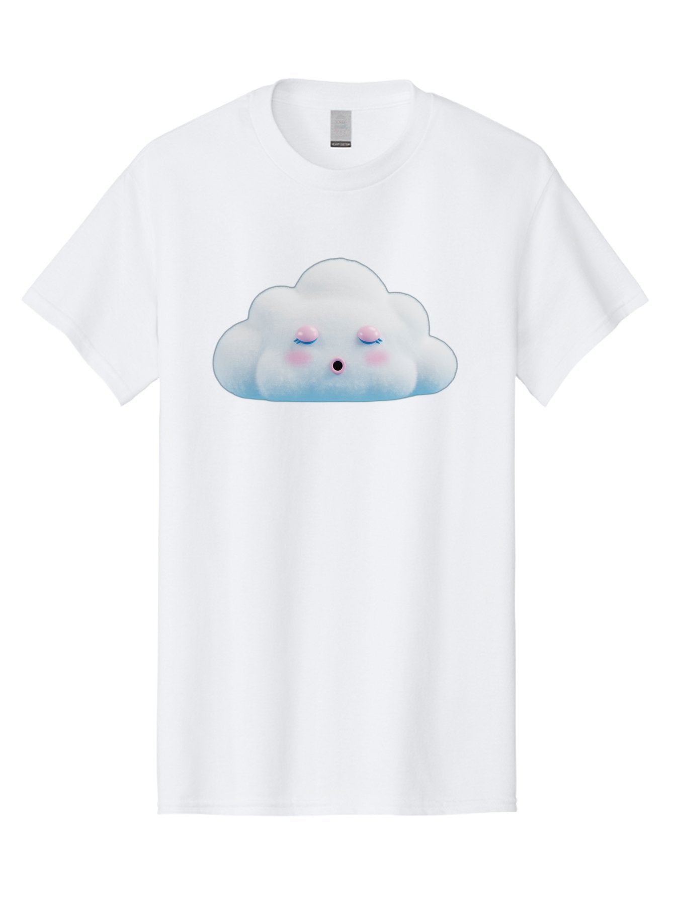 Sleeping-Cloud Men'S Graphic Tee, 100% Cotton, Comfortable Casual Summer Wear, Machine Washable, Cute Cloud, Fluffy White Cloud, Sleeping Face, Pastel Colors, Kawaii Design, Cloud Character, Soft Pink Cheeks, Closed Eyes, Serene Atmosphere, Bac410