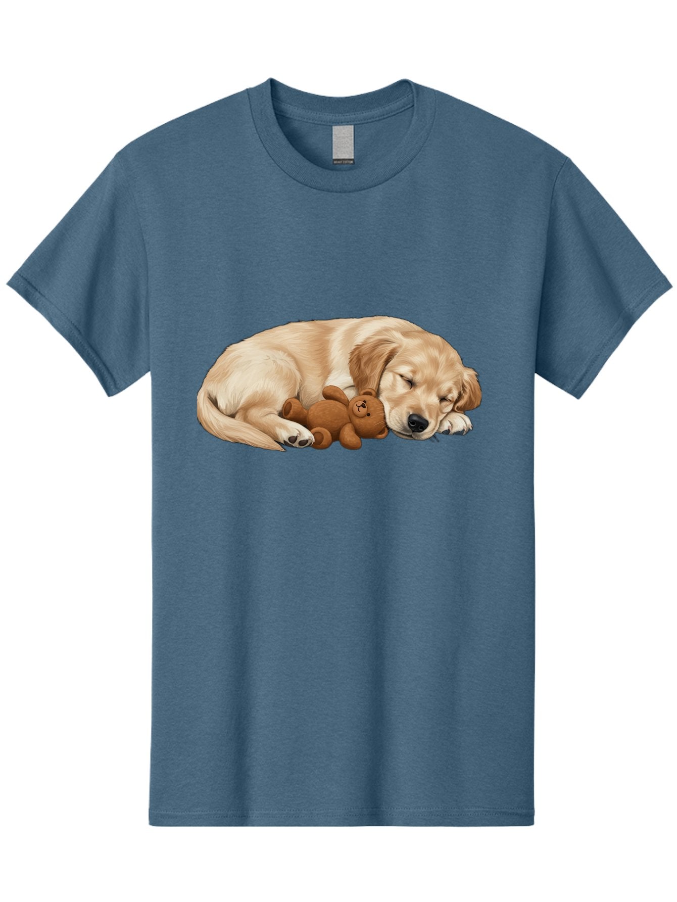 Sleeping-Golden-Retriever-1 Men'S Graphic Tee, 100% Cotton, Comfortable Casual Summer Wear, Machine Washable, Sleeping Golden Retriever, Cuddly Dog, Teddy Bear, Adorable Animal, Peaceful Slumber, Cute Companions, Loving Friendship, Bac412
