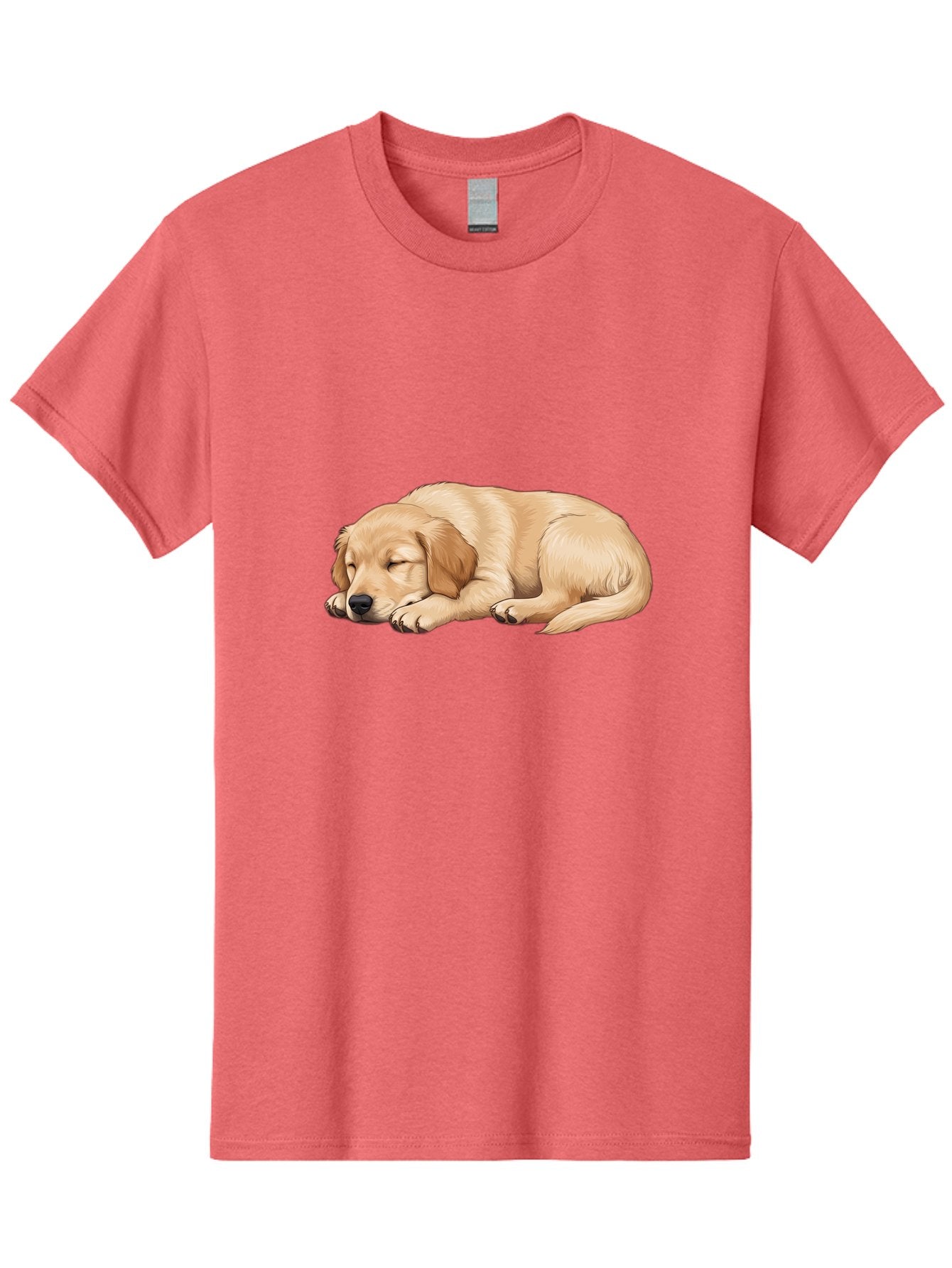 Sleeping-Golden-Retriever-2 Men'S Graphic Tee, 100% Cotton, Comfortable Casual Summer Wear, Machine Washable, Golden Retriever Puppy, Sleeping Dog, Adorable Pet, Cartoon Illustration, Cute Animal, Peaceful Sleep, Relaxed Puppy, Furry Friend, Bac413 7