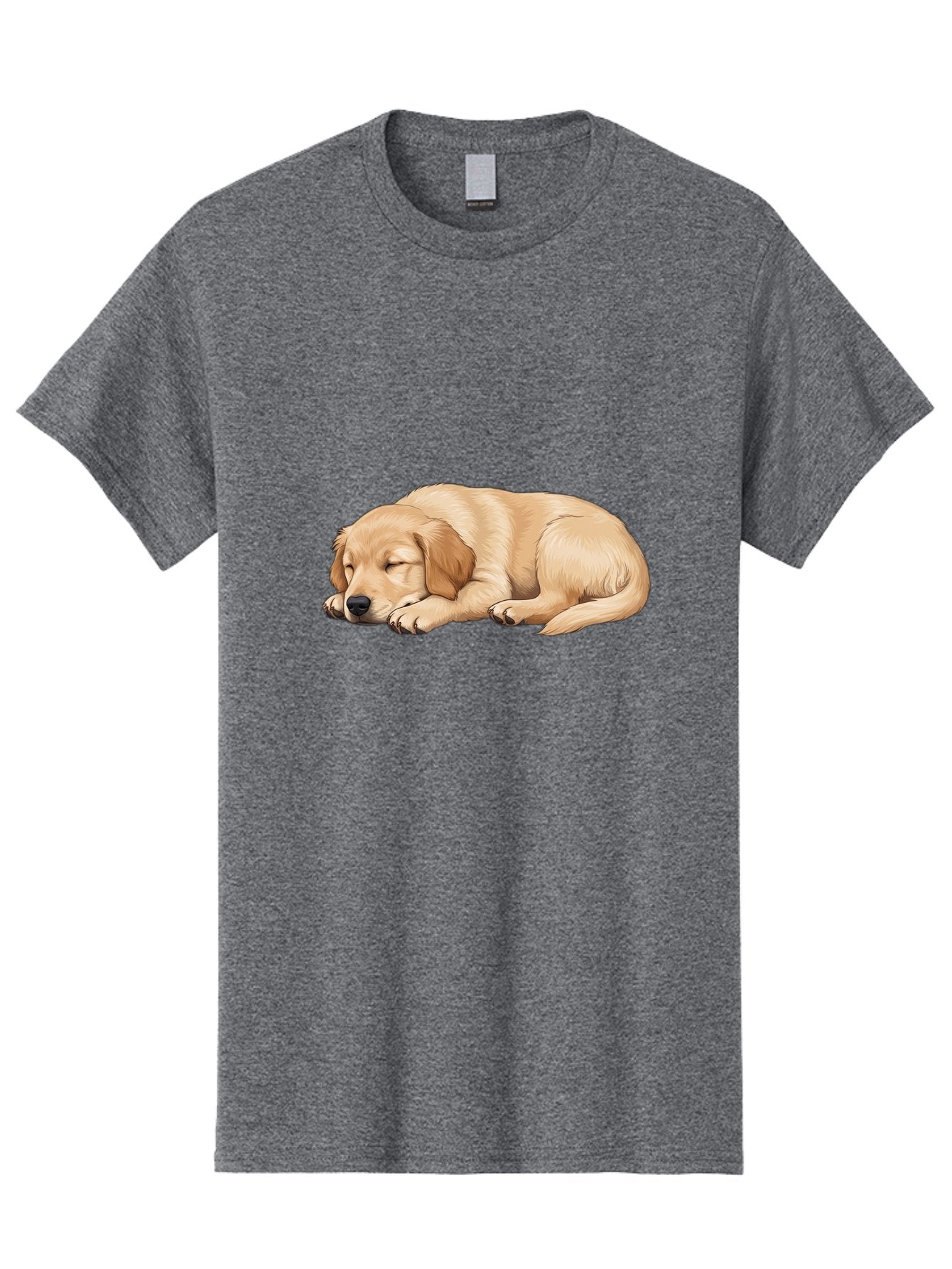 Sleeping-Golden-Retriever-2 Men'S Graphic Tee, 100% Cotton, Comfortable Casual Summer Wear, Machine Washable, Golden Retriever Puppy, Sleeping Dog, Adorable Pet, Cartoon Illustration, Cute Animal, Peaceful Sleep, Relaxed Puppy, Furry Friend, Bac413 6