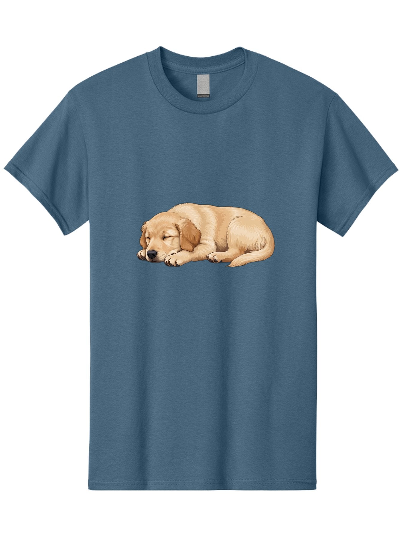 Sleeping-Golden-Retriever-2 Men'S Graphic Tee, 100% Cotton, Comfortable Casual Summer Wear, Machine Washable, Golden Retriever Puppy, Sleeping Dog, Adorable Pet, Cartoon Illustration, Cute Animal, Peaceful Sleep, Relaxed Puppy, Furry Friend, Bac413 4