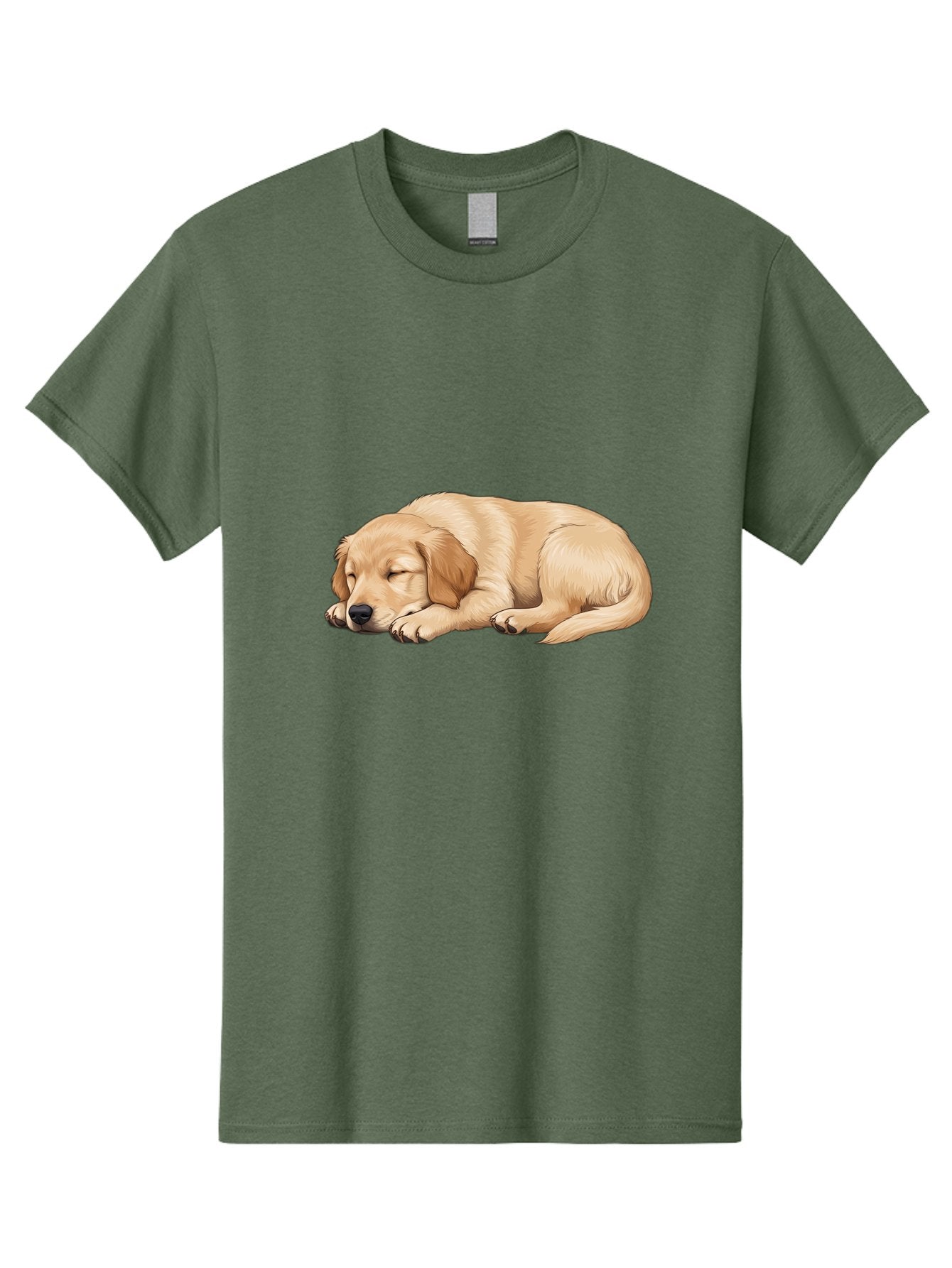 Sleeping-Golden-Retriever-2 Men'S Graphic Tee, 100% Cotton, Comfortable Casual Summer Wear, Machine Washable, Golden Retriever Puppy, Sleeping Dog, Adorable Pet, Cartoon Illustration, Cute Animal, Peaceful Sleep, Relaxed Puppy, Furry Friend, Bac413 5