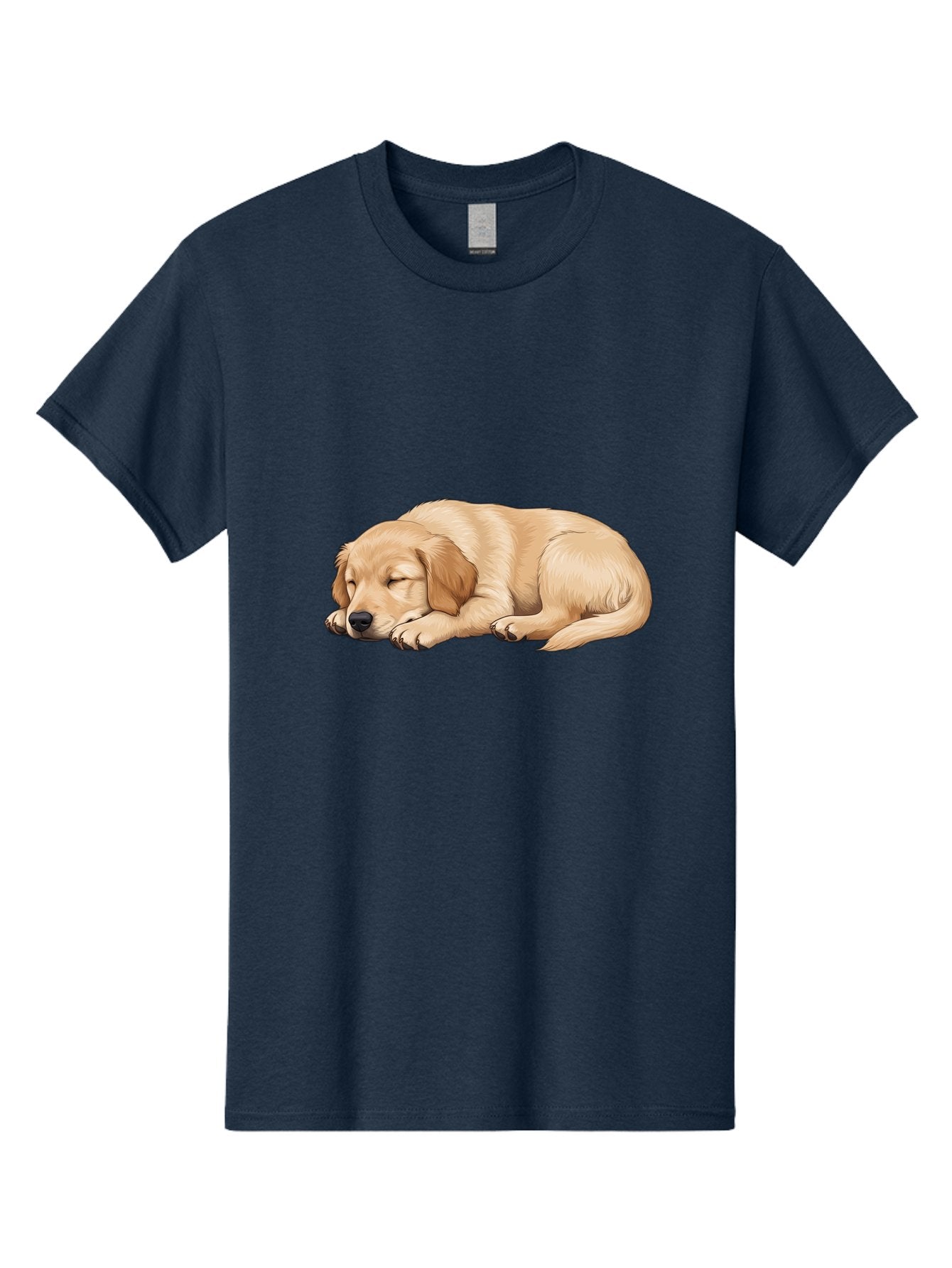 Sleeping-Golden-Retriever-2 Men'S Graphic Tee, 100% Cotton, Comfortable Casual Summer Wear, Machine Washable, Golden Retriever Puppy, Sleeping Dog, Adorable Pet, Cartoon Illustration, Cute Animal, Peaceful Sleep, Relaxed Puppy, Furry Friend, Bac413 11