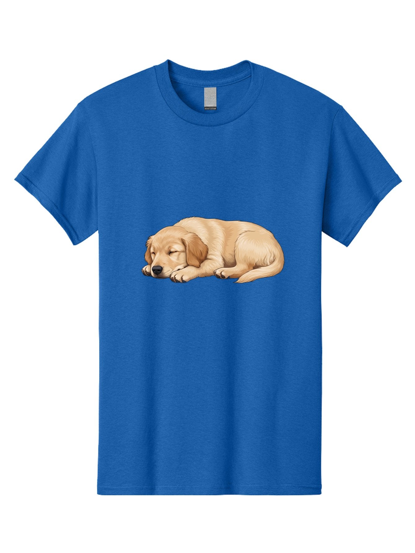 Sleeping-Golden-Retriever-2 Men'S Graphic Tee, 100% Cotton, Comfortable Casual Summer Wear, Machine Washable, Golden Retriever Puppy, Sleeping Dog, Adorable Pet, Cartoon Illustration, Cute Animal, Peaceful Sleep, Relaxed Puppy, Furry Friend, Bac413 3