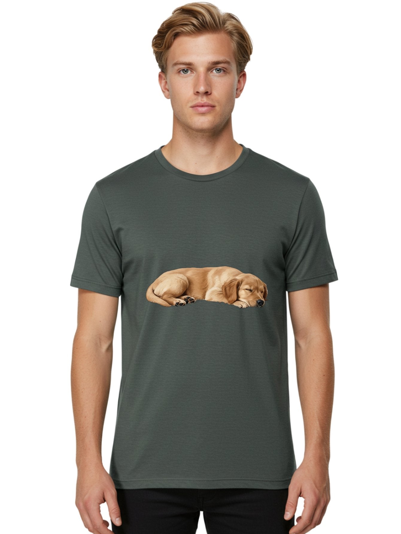 Sleeping-Golden-Retriever-Dog Men'S Graphic Tee, 100% Cotton, Comfortable Casual Summer Wear, Machine Washable, Sleeping Dog, Golden Retriever, Peaceful Animal, Resting Pet, Calm Canine, Adorable Dog, Dog Sleep, Serene Pet, Relaxing Animal Bac414 19