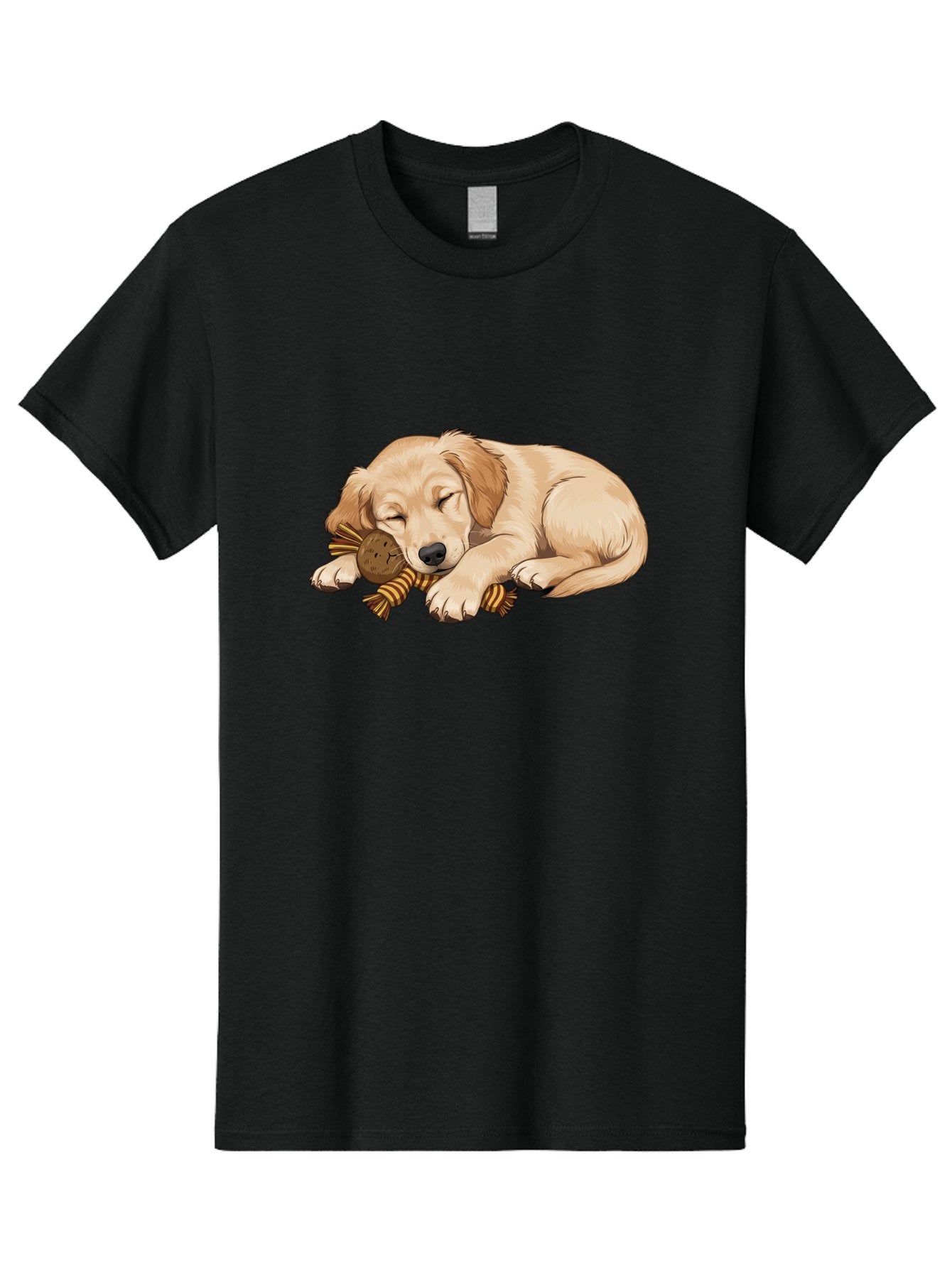 Sleeping-Golden-Retriever-Puppy Men'S Graphic Tee, 100% Cotton, Comfortable Casual Summer Wear, Machine Washable, Puppy Sleeping, Cute Dog, Adorable Puppy, Sleeping Dog, Dog Toy, Favorite Toy, Cartoon Dog, Golden Retriever Puppy, Furry Friend, Bac415 7
